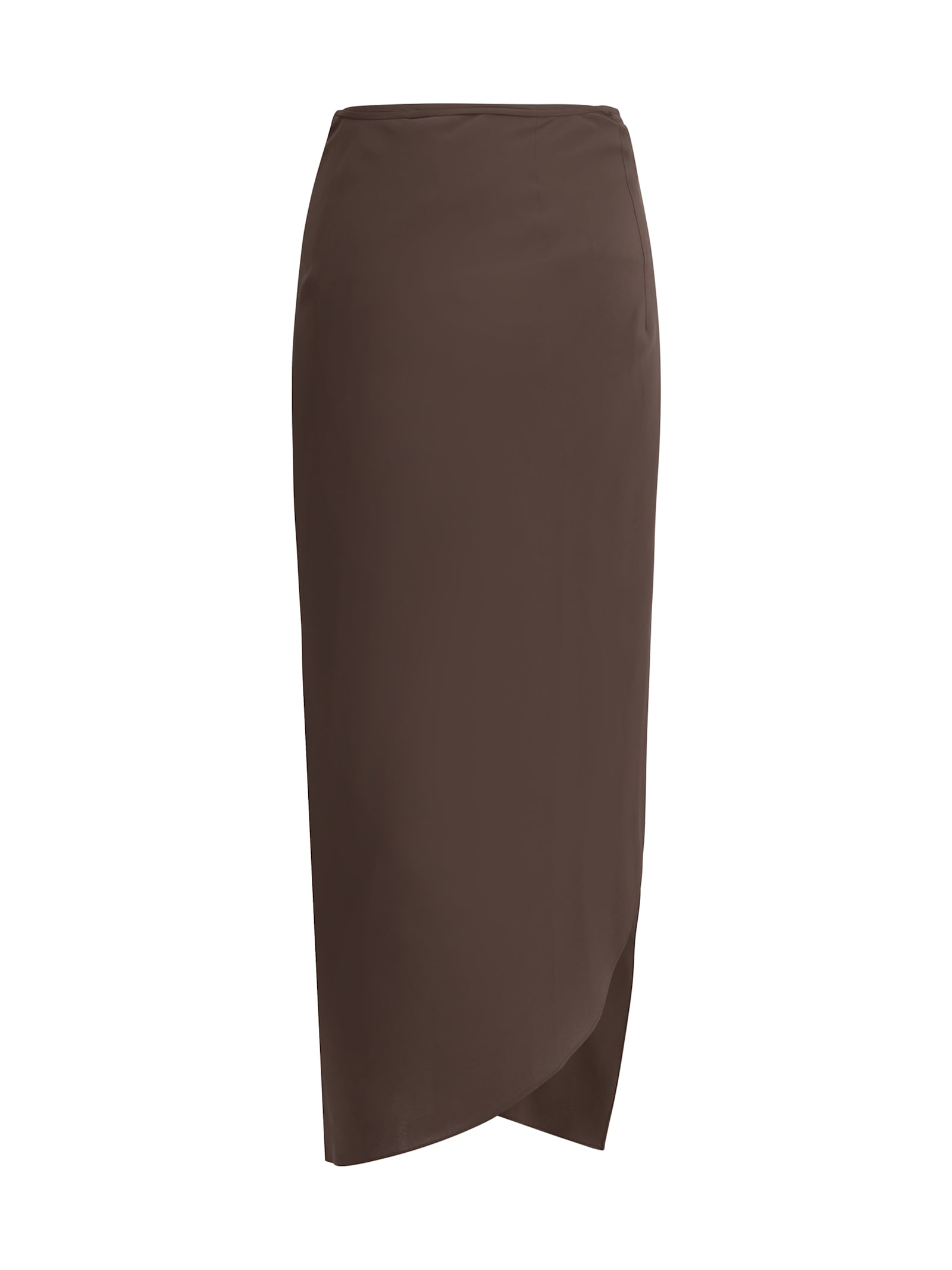 Petar Petrov Sophisticated Silk Midi Skirt With Asymmetric Hem In Dark Brown