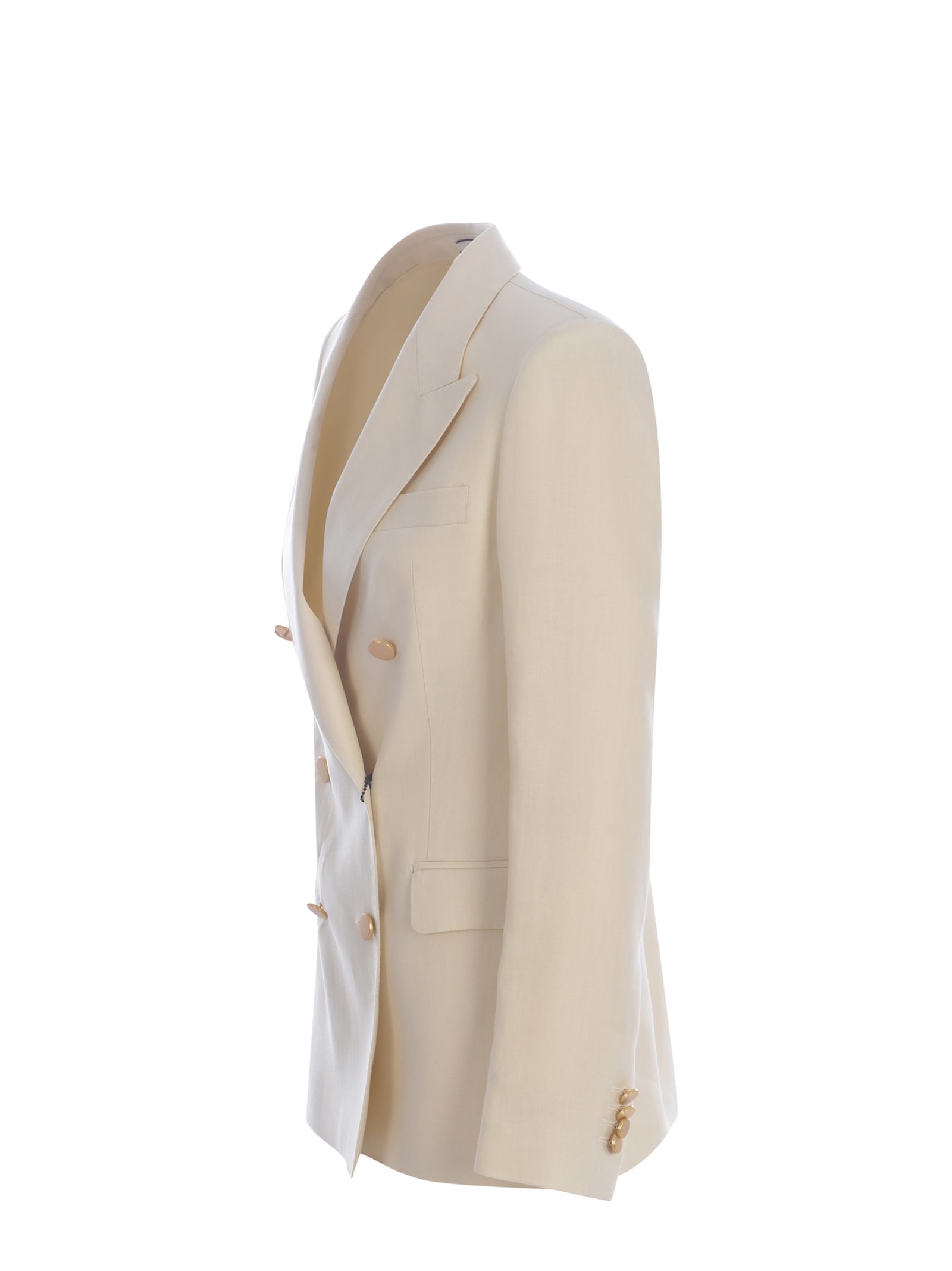 Shop Tagliatore Double-breasted Jacket  J-parigi Made Of Linen In Ivory