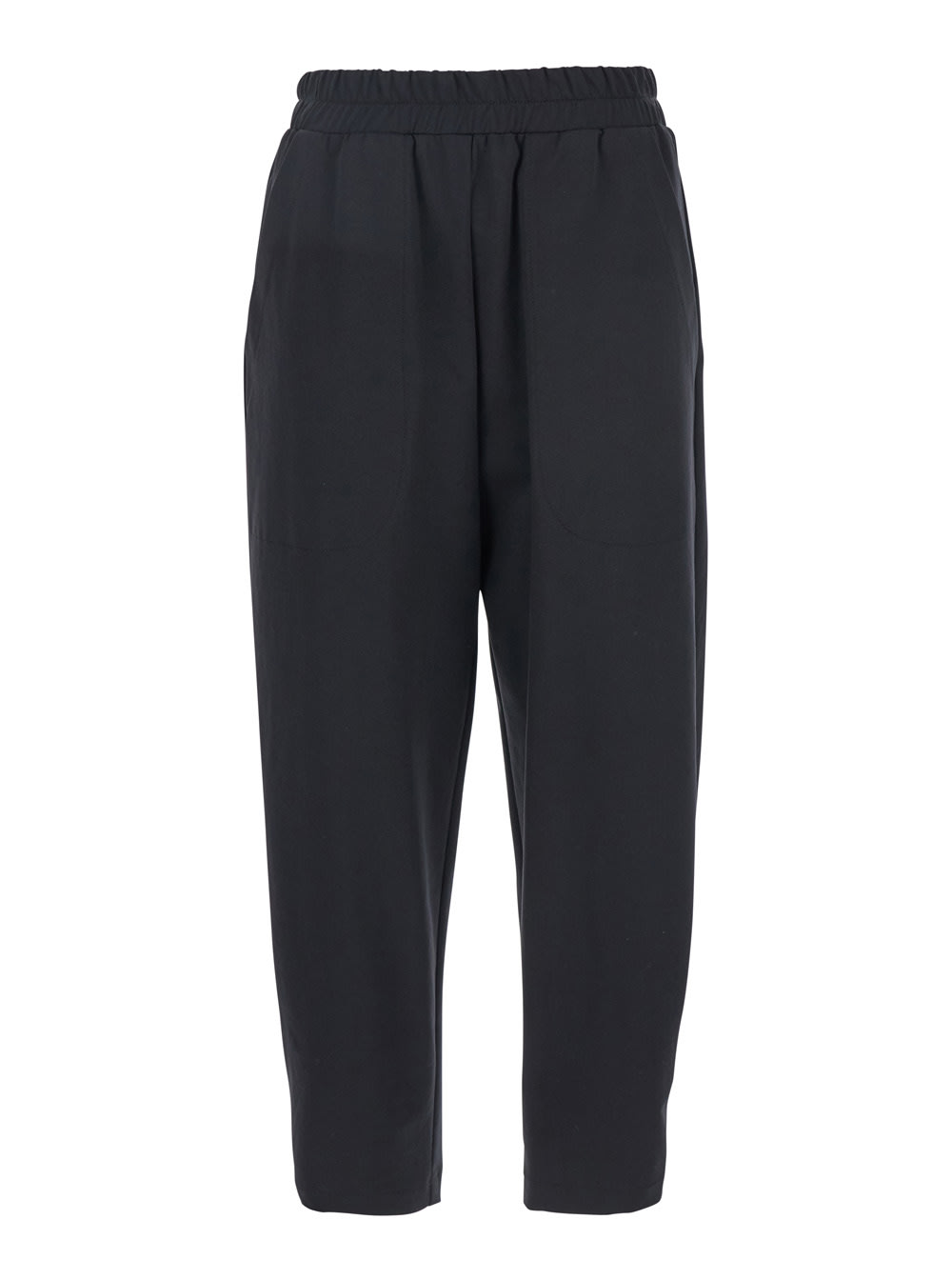 Blakc Pants With Elastic Waist In Fabric Woman