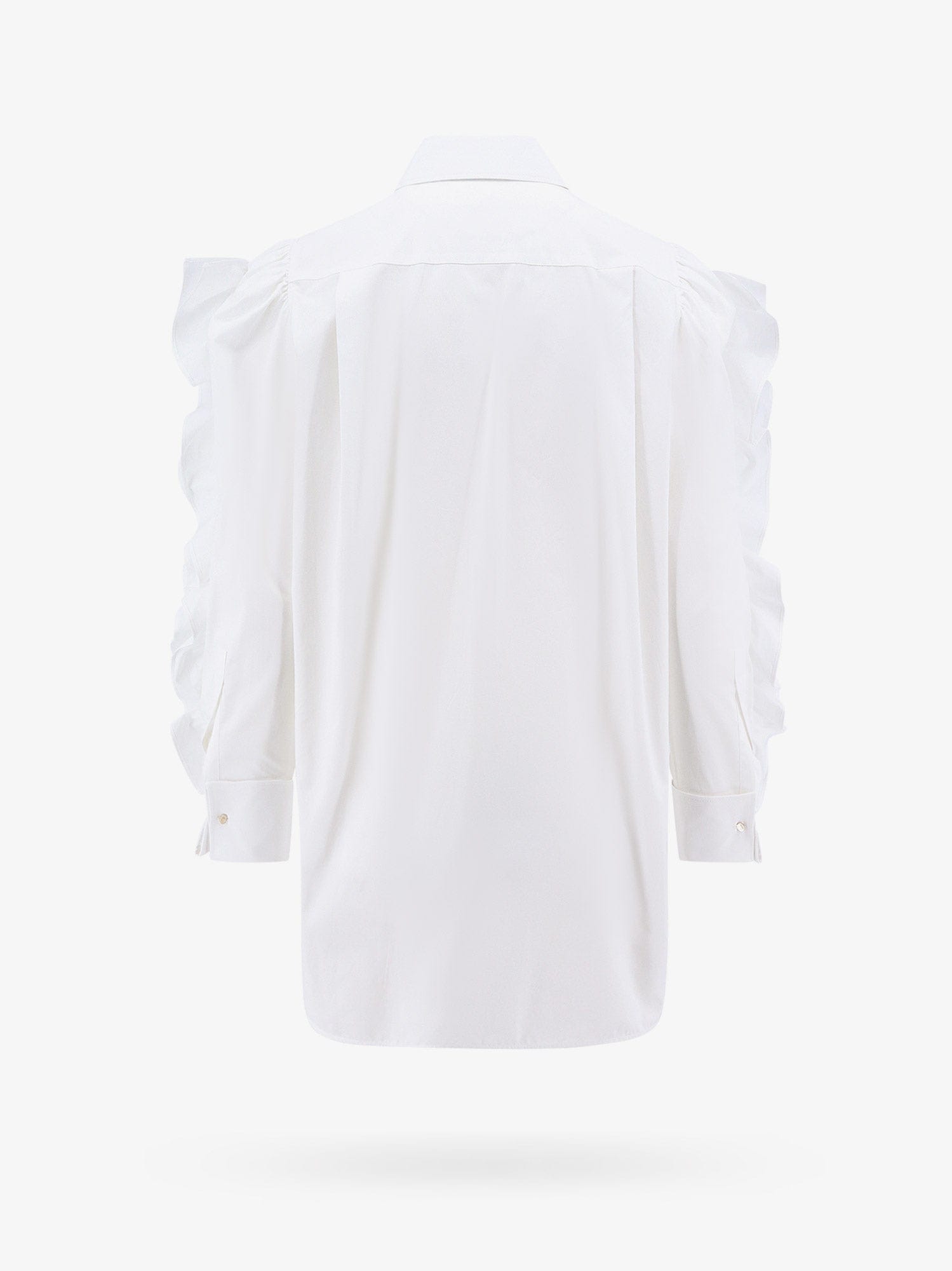 Shop Max Mara Cotton Shirt With Rouches Detail In White