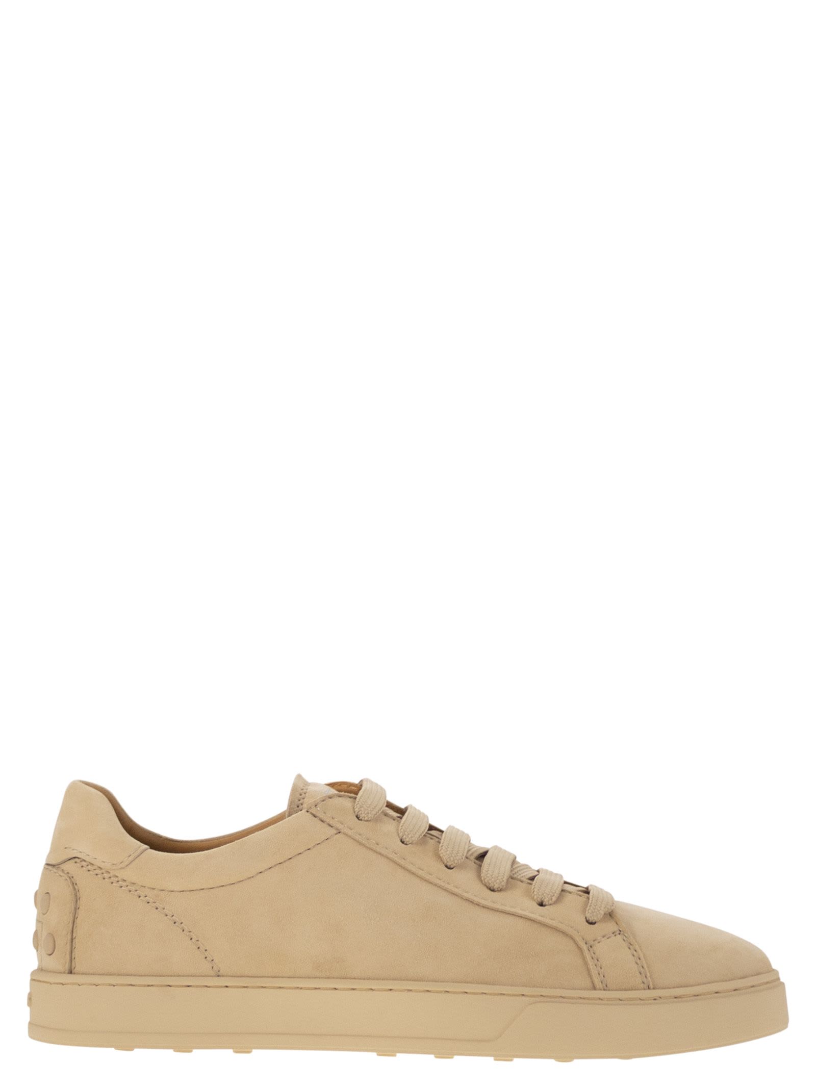 Shop Tod's Suede Leather Sneakers In Light Beige