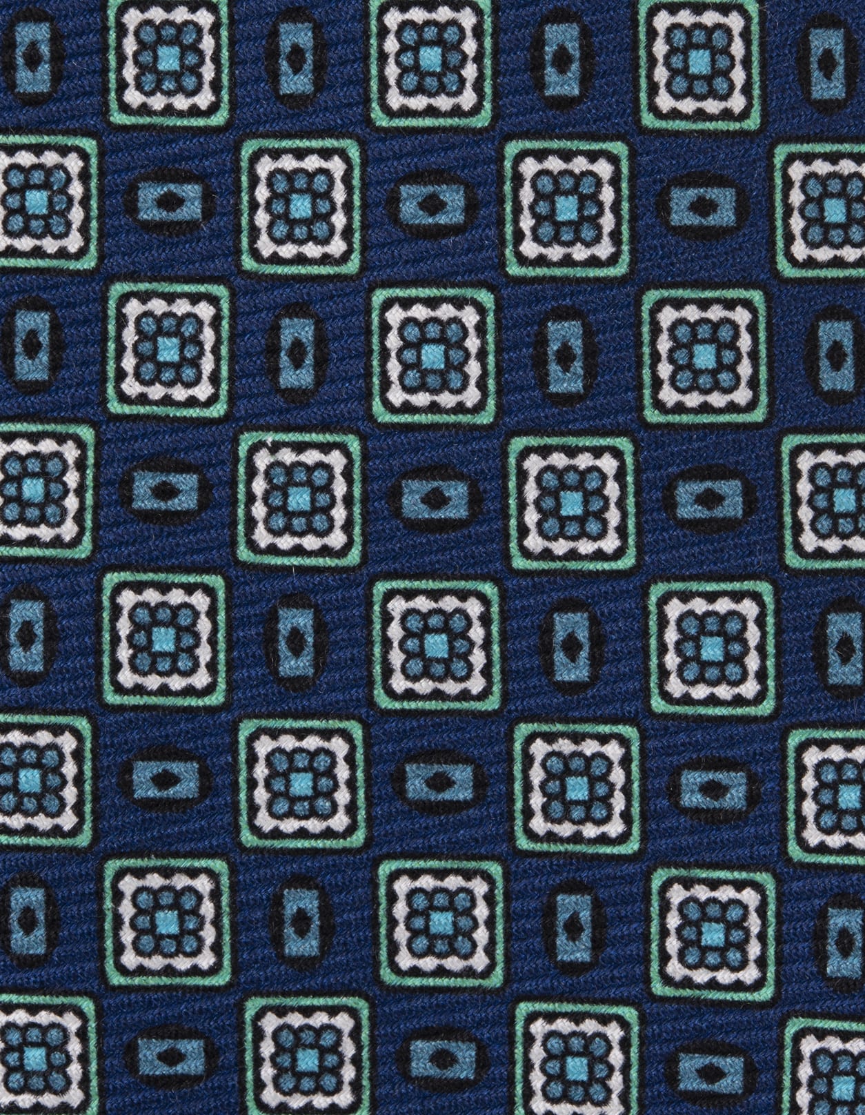 Shop Kiton Blue And Green Tie With Geometric Micro Pattern