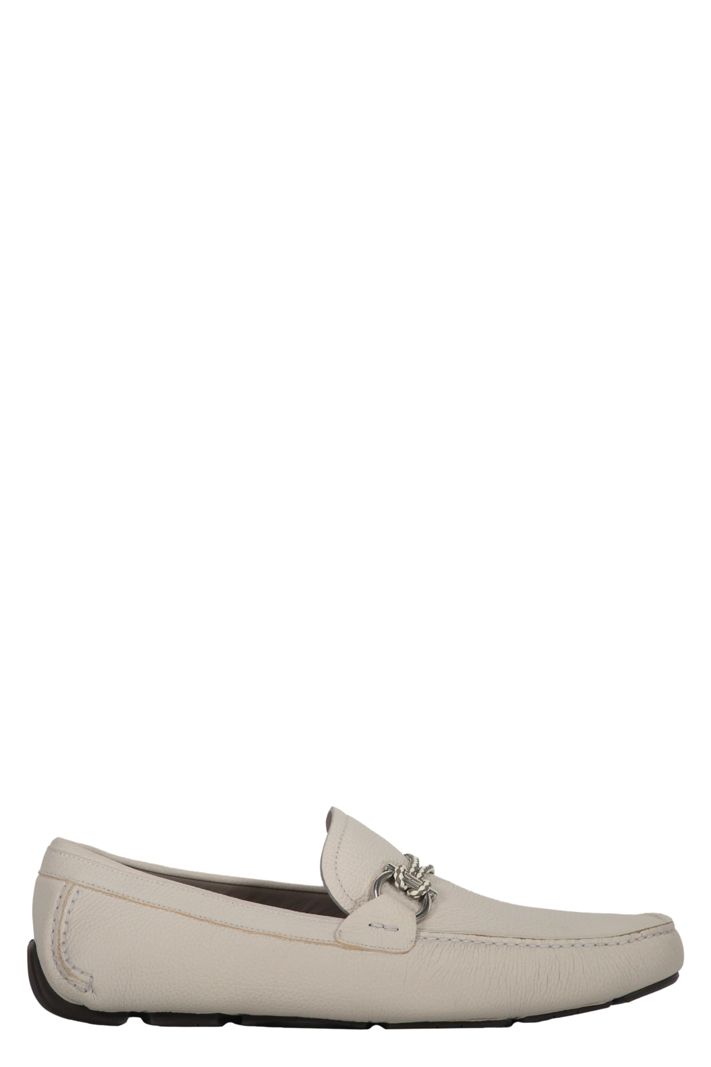 Shop Ferragamo Leather Loafers In Turtledove