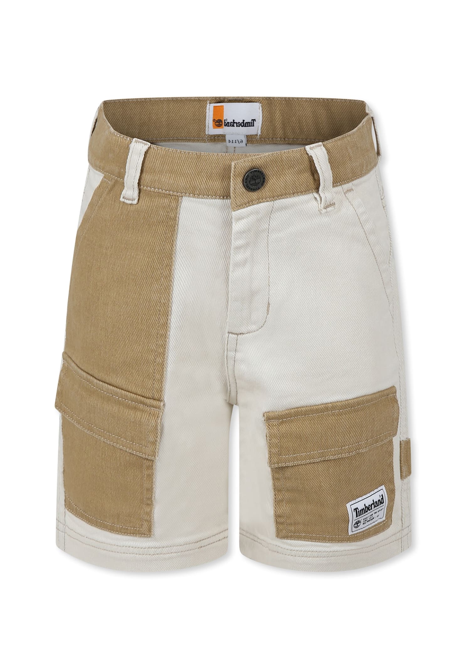 Timberland Ivory Shorts For Boy With Logo In Ivory