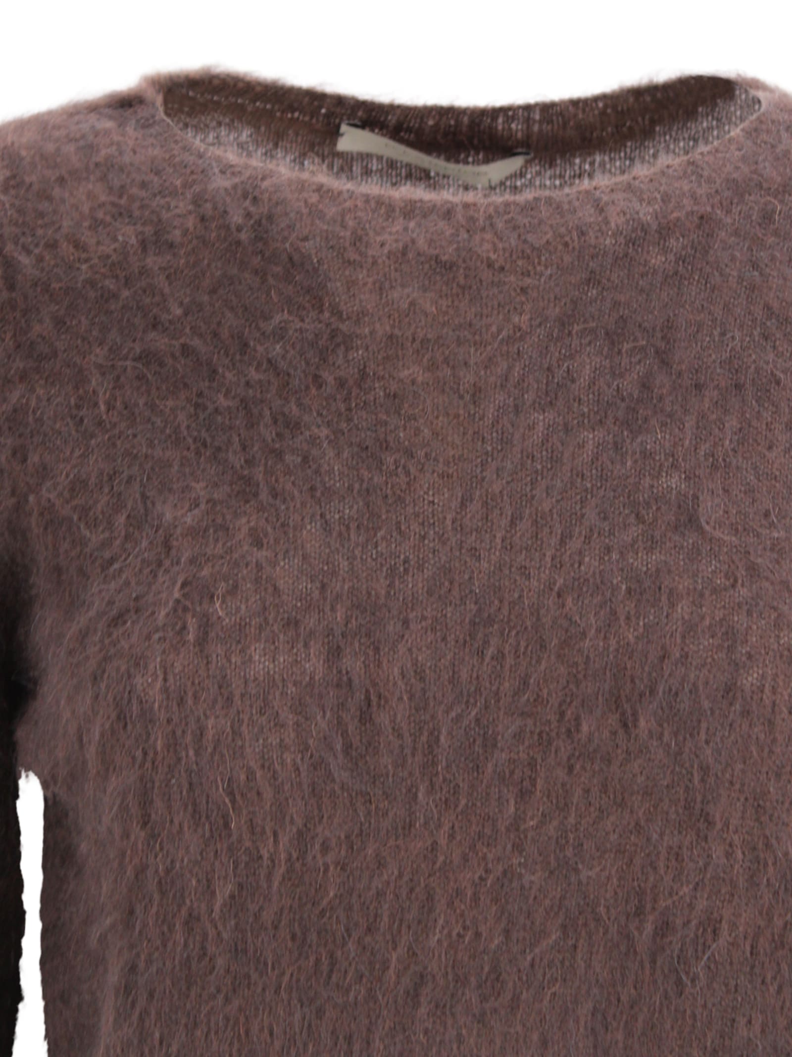D Exterior Mohair Crew Neck Sweater In Multi