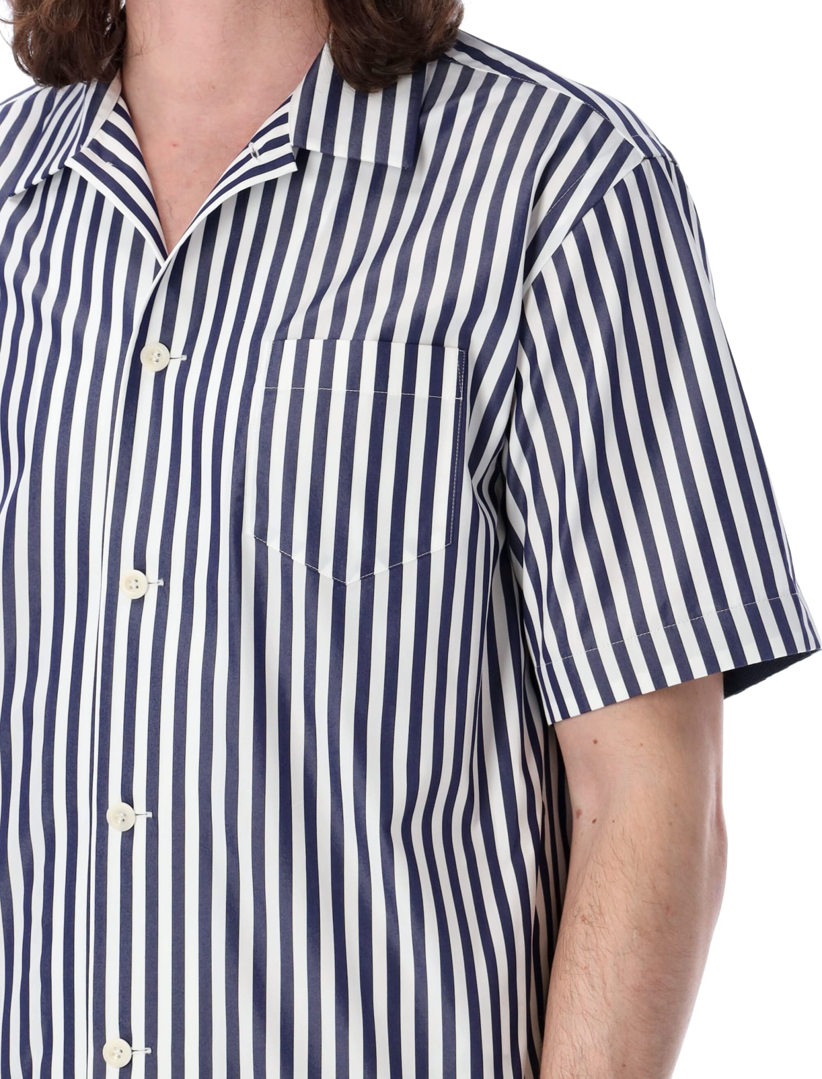 Shop Sacai Striped Shirt In Navy Stripe