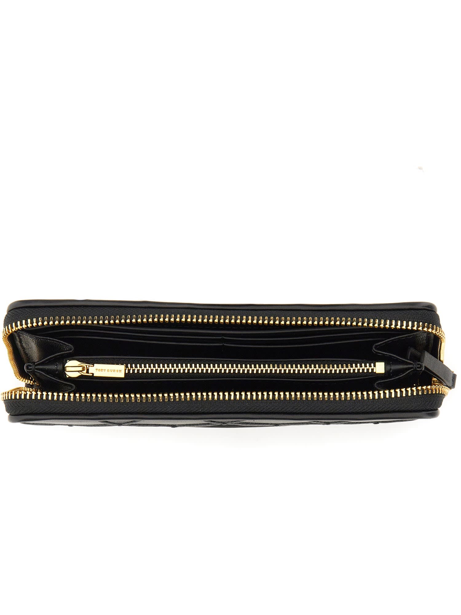 Tory Burch Fleming Zip Continental Wallet In Black