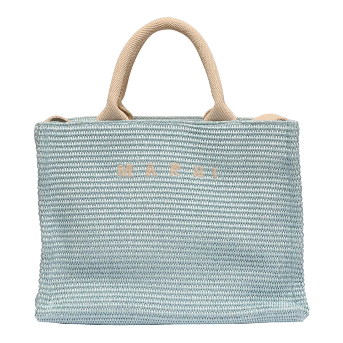 Marni Small Basket Handbag In Azzurro