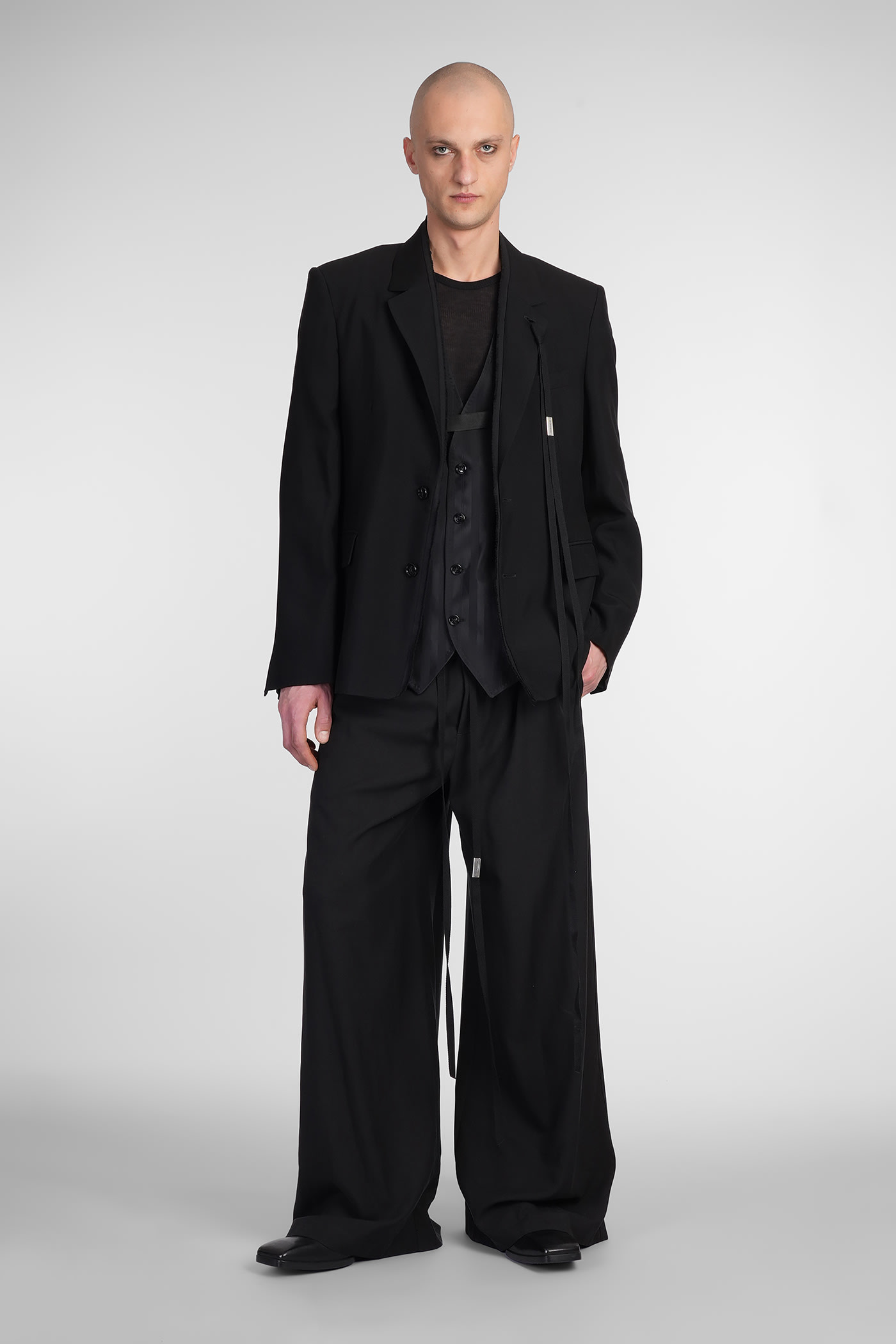 Ann Demeulemeester Man Blazer Black Size 42 Virgin Wool In Black