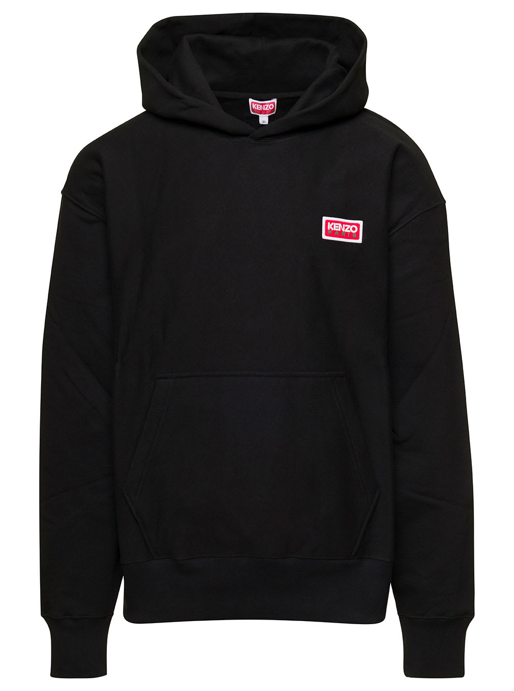 Kenzo Black Hoodie With Logo Print At The Front And Back In Stretch Cotton Man