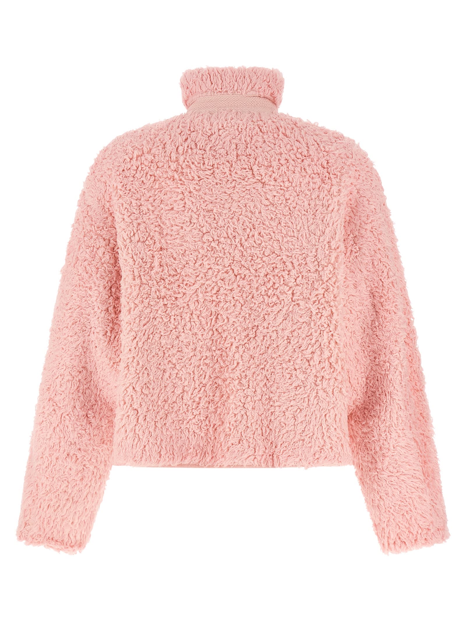Jil Sander Teddy-effect Zip-front Jacket In Pink