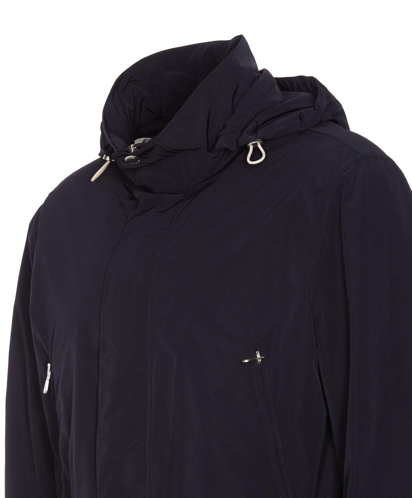 Shop Brunello Cucinelli Zip-up Hooded Jacket In Navy