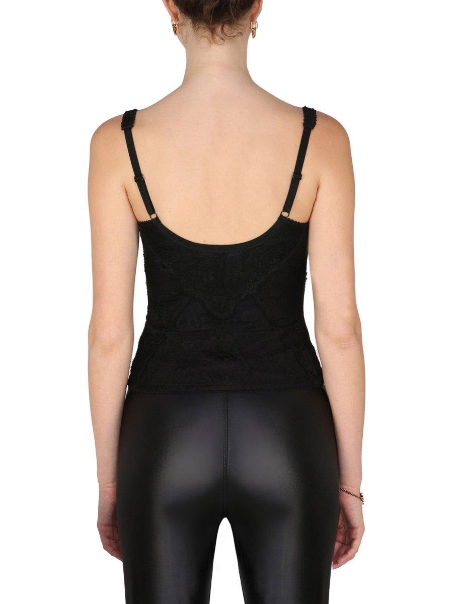Shop Balenciaga Lace Detailed Sleeveless Top In Black