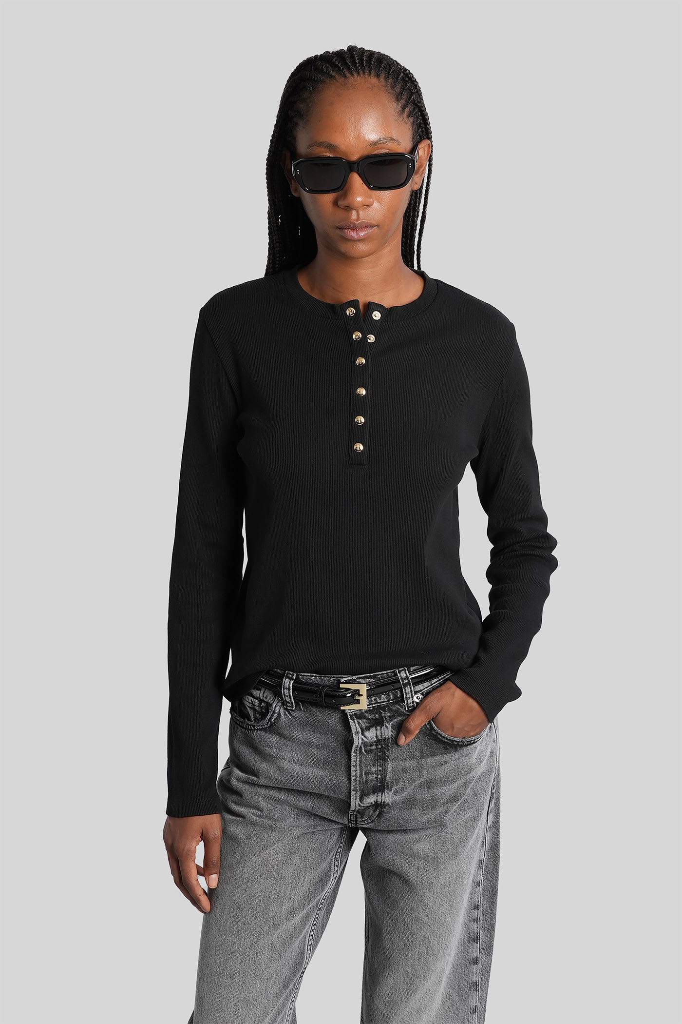 Anine Bing Alessia Topwear In Black Cotton In Black