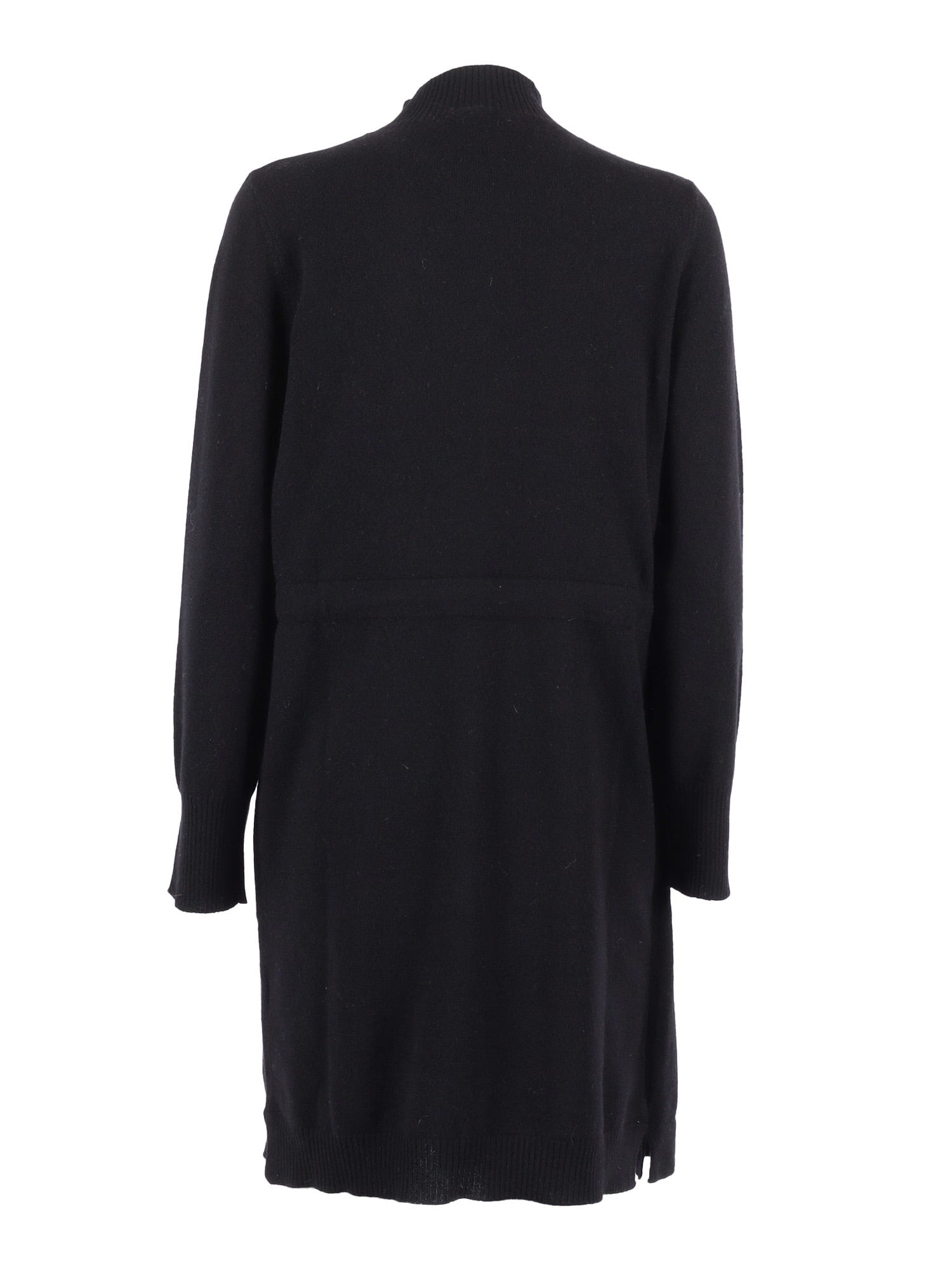 Kangra Cashmere Asymmetrical Wrap Dress With Side Tie Closure And Modern Hemline In Black