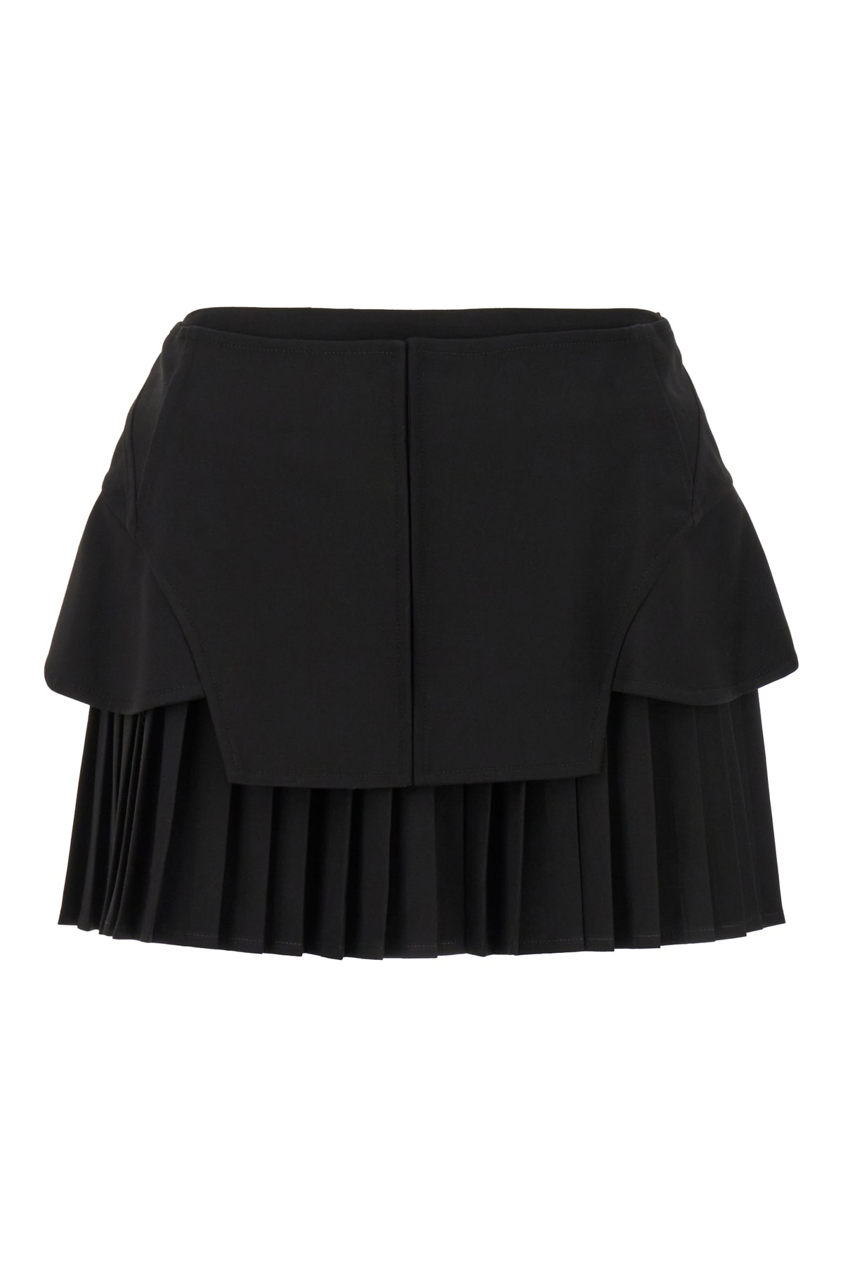 Shop Andreädamo Black Stretch Polyester Blend Mini Skirt In 0473