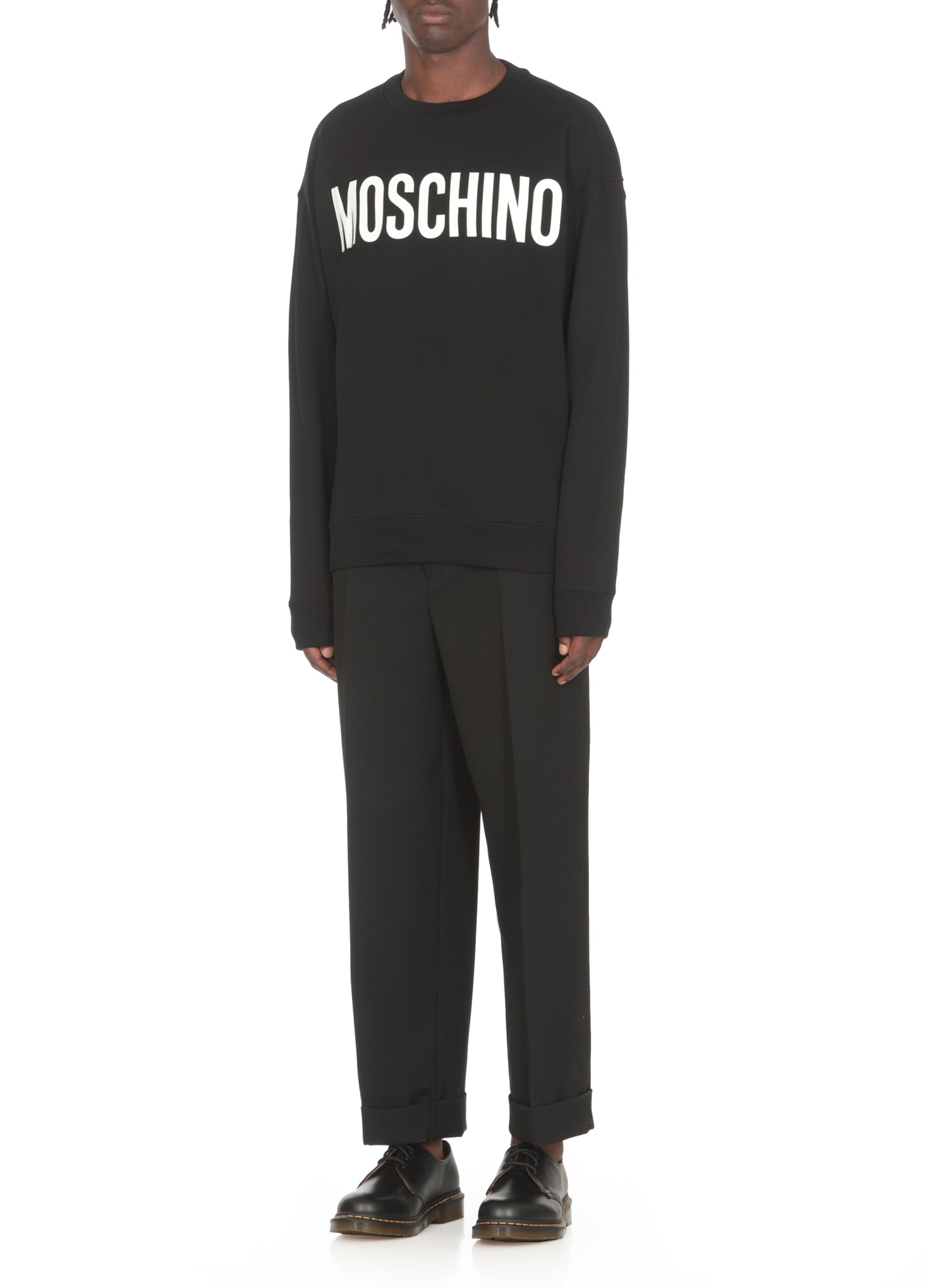 Shop Moschino Cotton Logoed Sweatshirt In Black