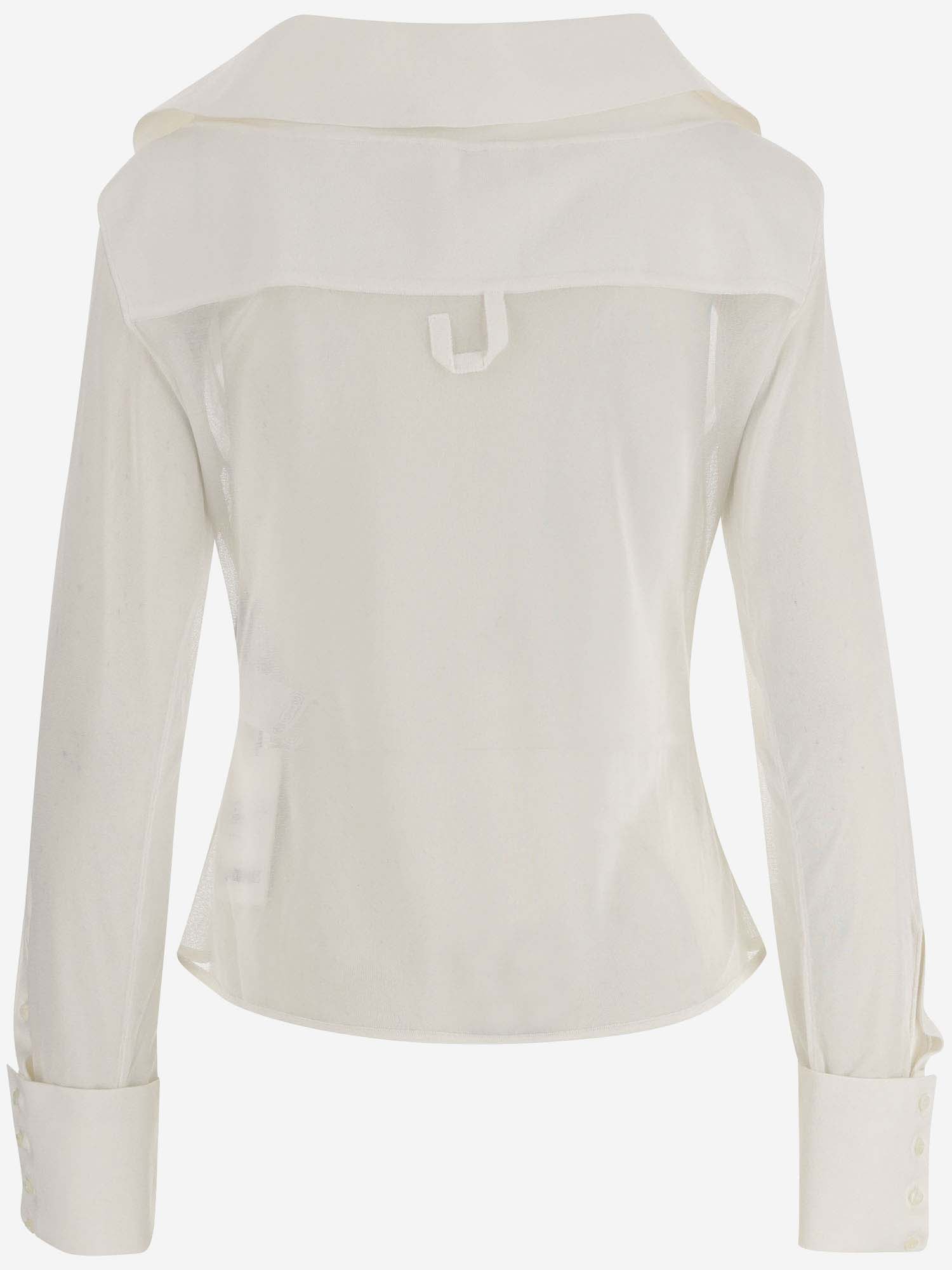 Shop Jacquemus Stretch Viscose Shirt In White