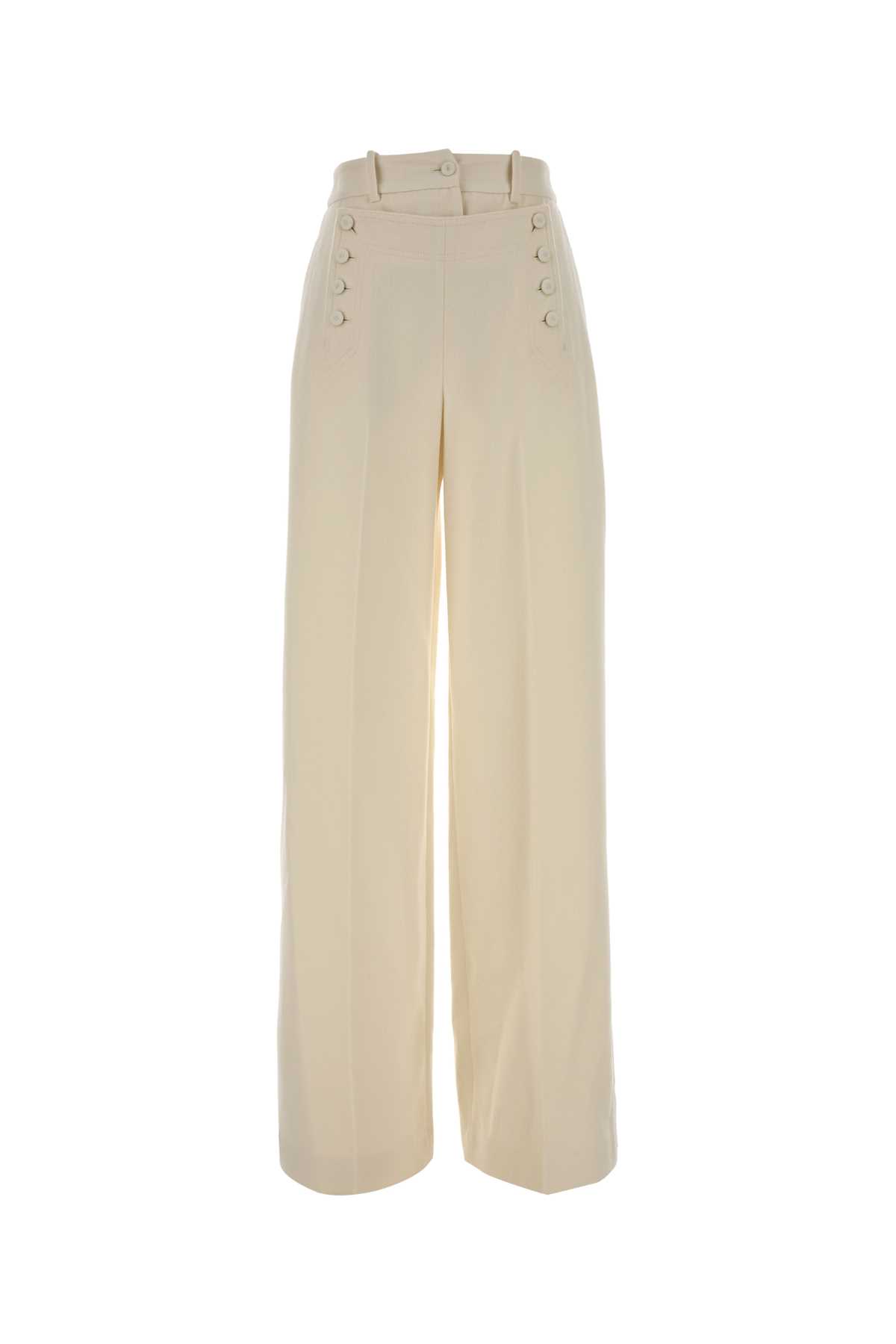 Ermanno Scervino Ivory Wool Palazzo Pant In Neutral