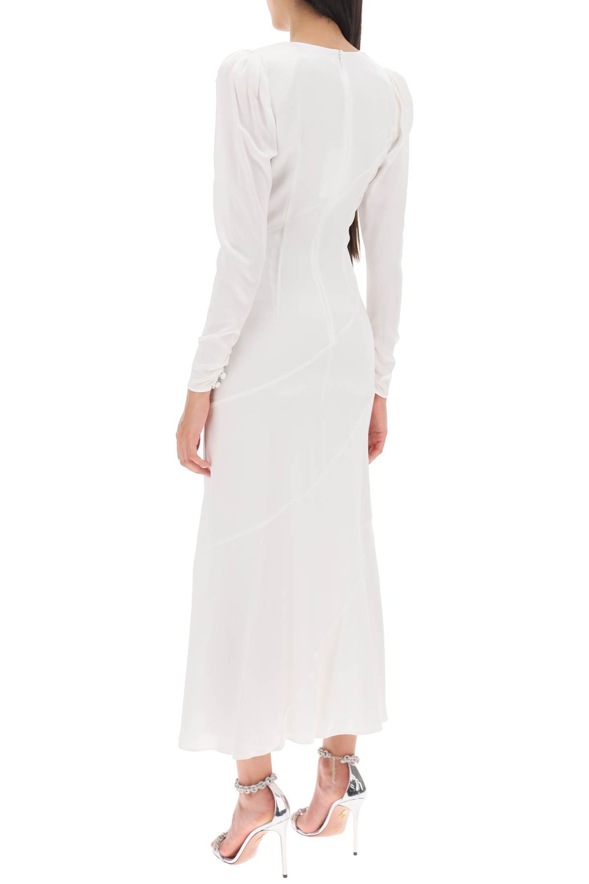 Shop Alessandra Rich Long Dress In Silk Satin In White (white)