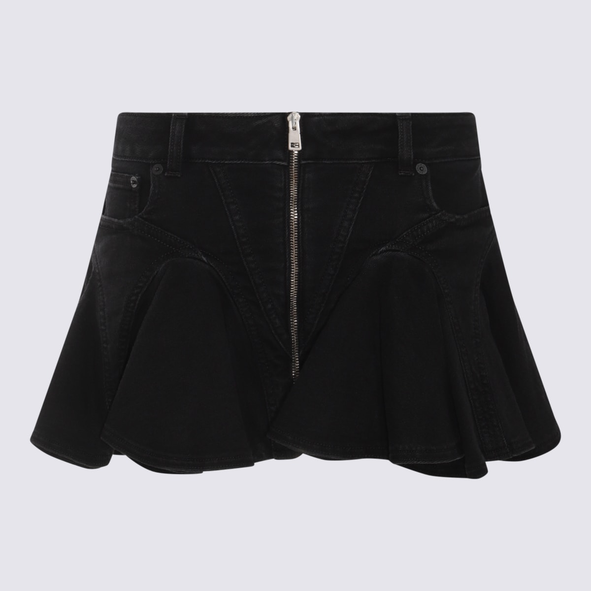 Mugler Black Cotton Mini Skirt