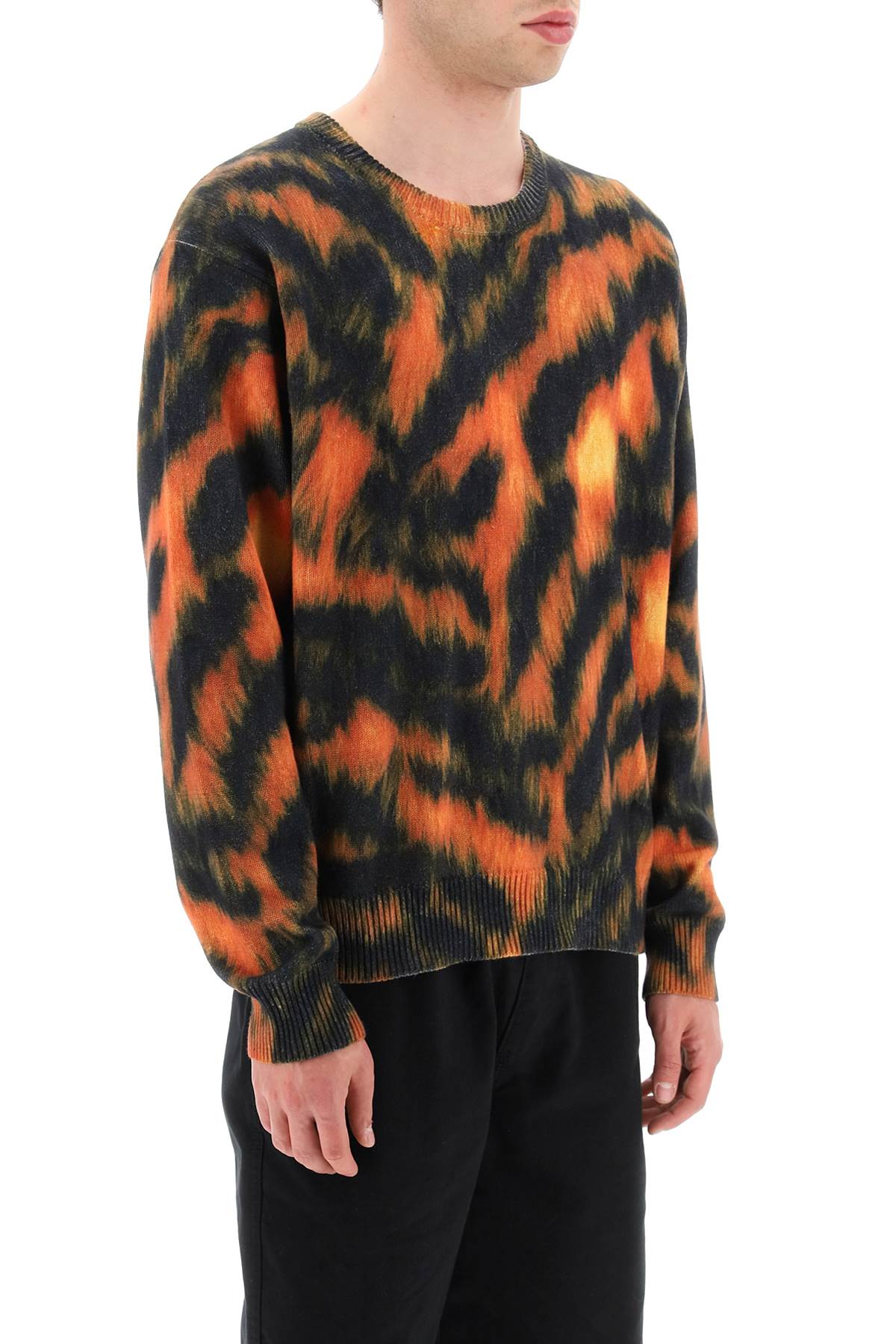 Printed Fur Sweater In Black