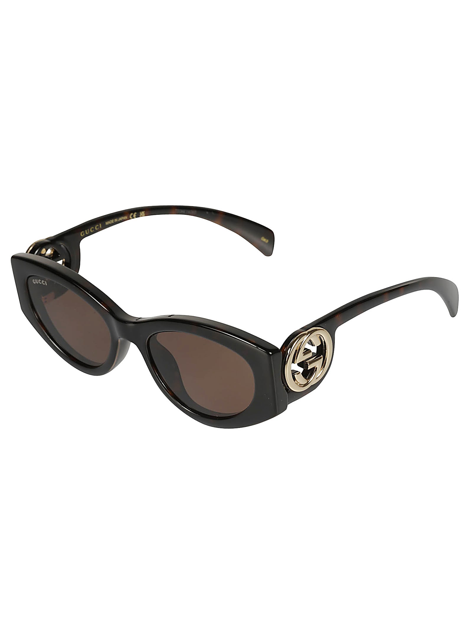 Gucci Logo Lens Oval Sunglasses In Brown