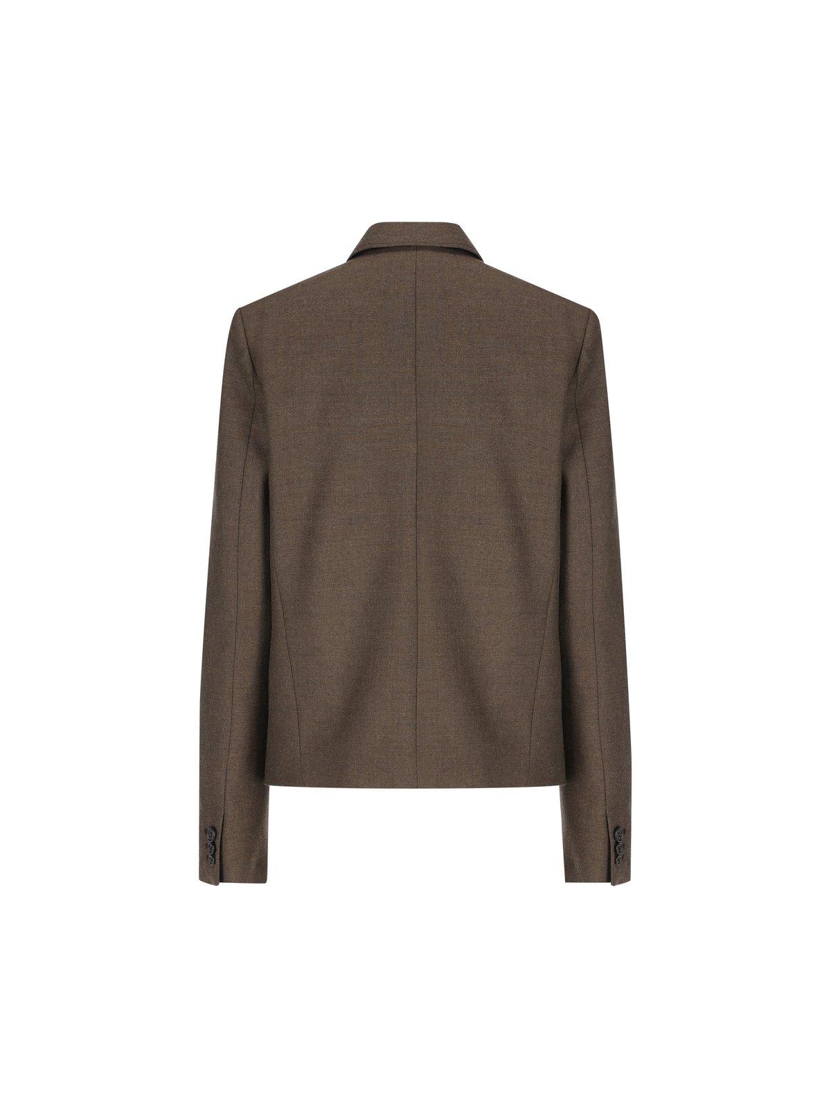 Shop Loewe Double Breasted Tailored Blazer In Dark Moss Melange