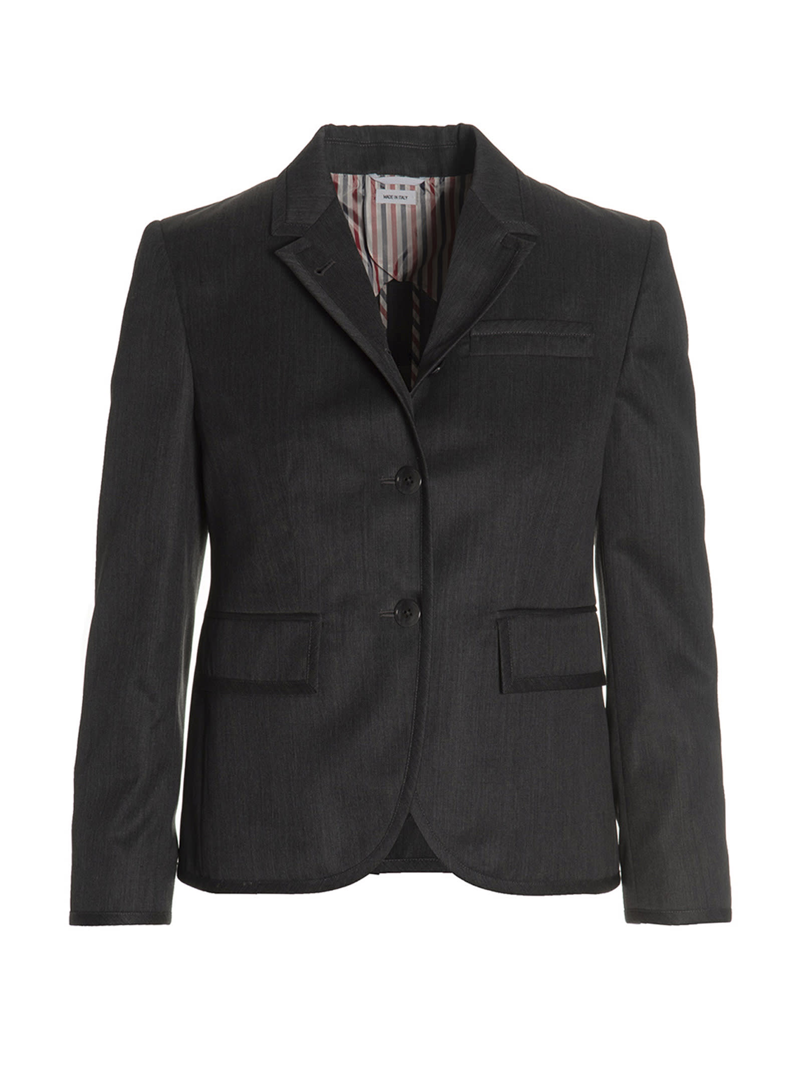 Shop Thom Browne Wool Single Breast Blazer Jacket In Gray