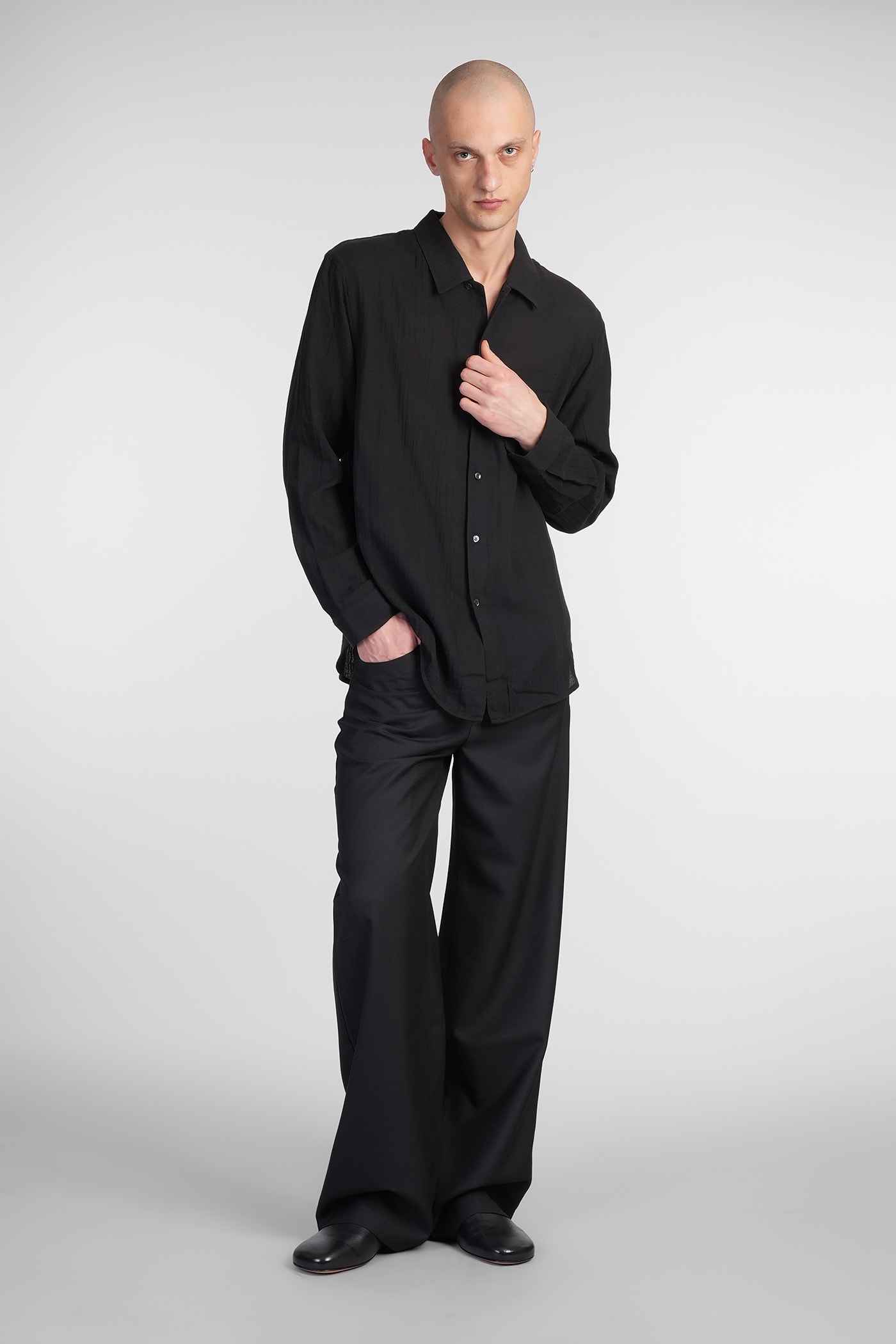 Séfr Black Voile Shirt In Black