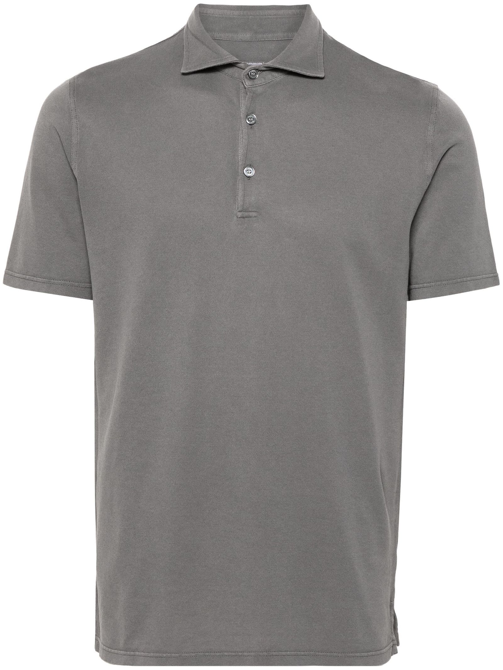 Shop Fedeli Grey Cotton Polo Shirt