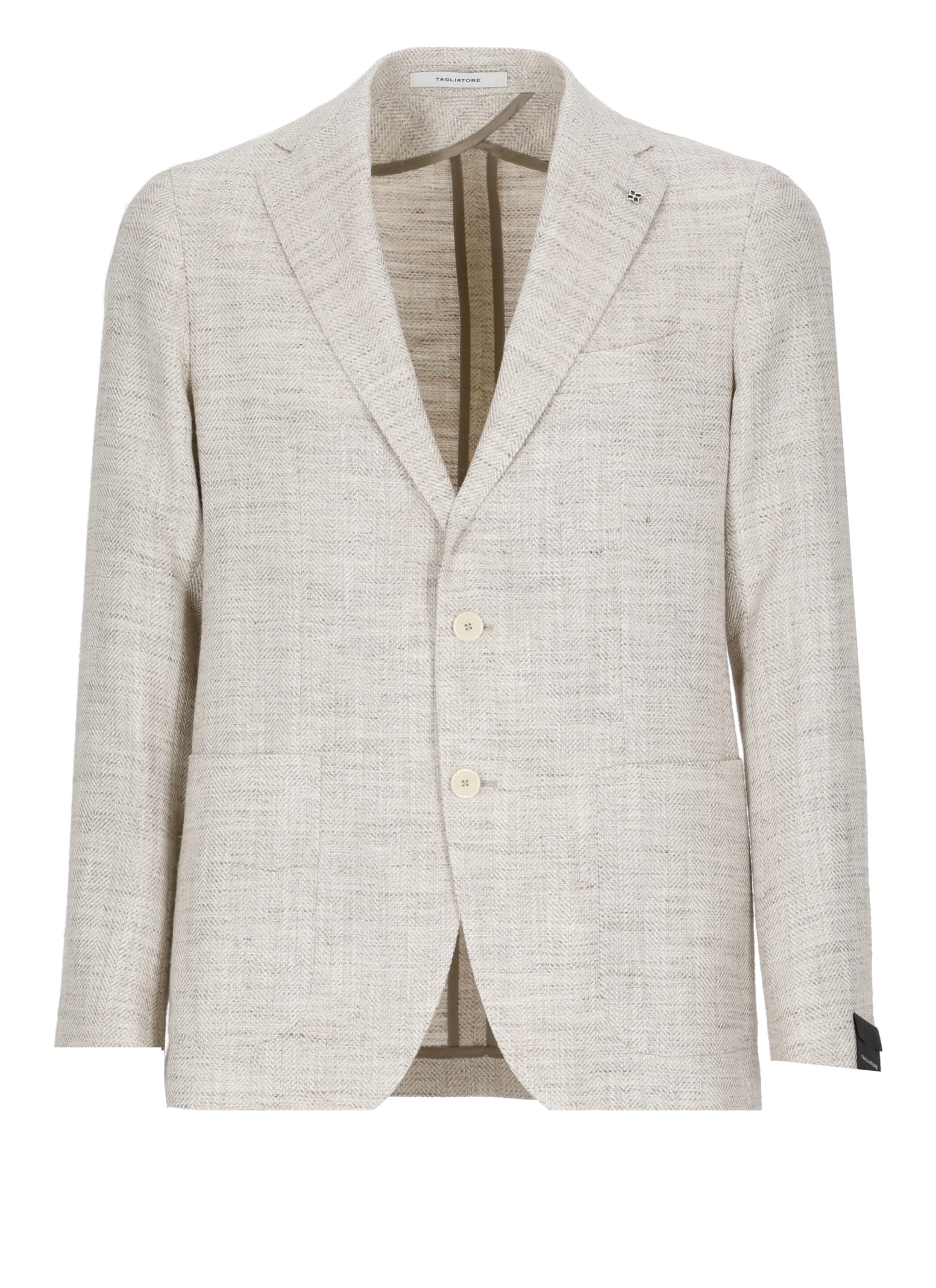 Tagliatore Silk, Linen And Cotton Blend Jacket In Avano