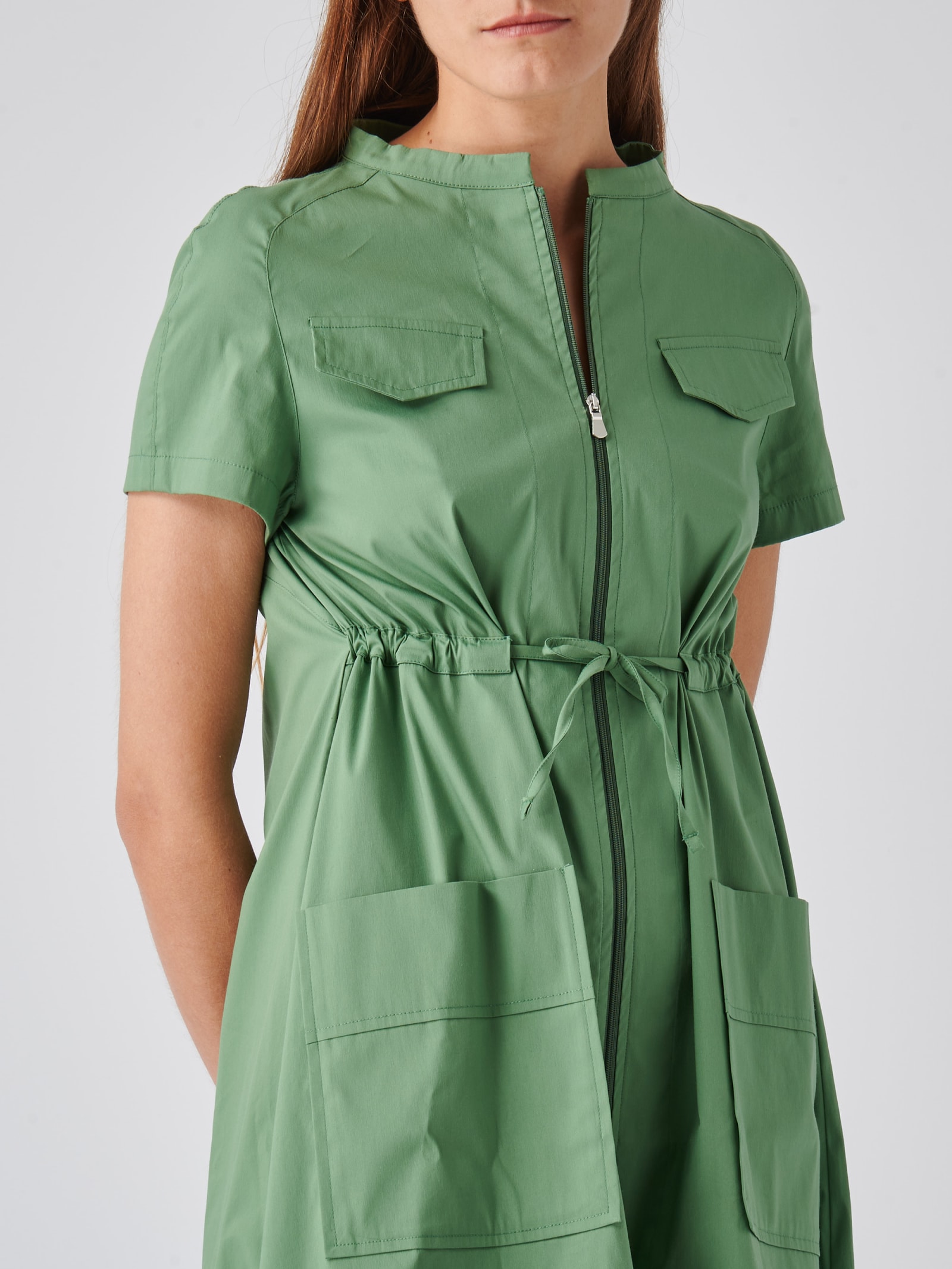 Shop Gran Sasso Cotton Dress In Verde