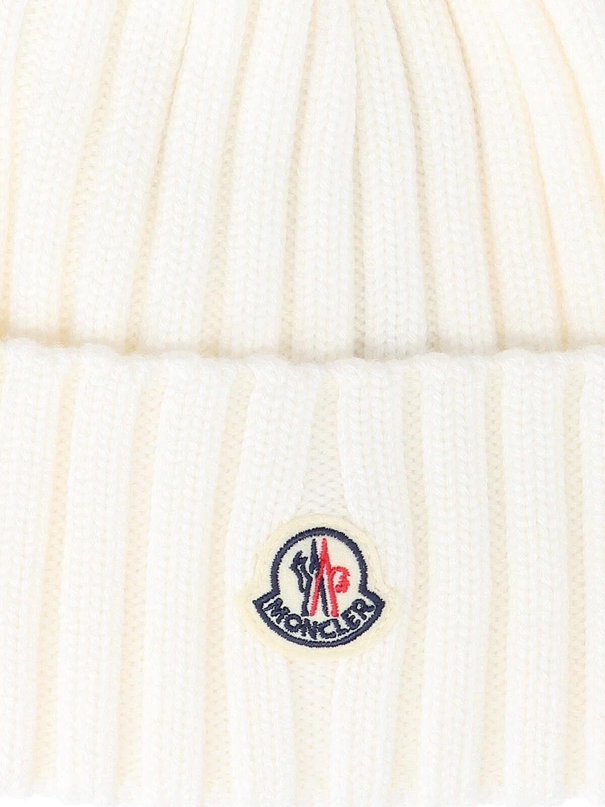 Shop Moncler Beanie With Pon Pon In White