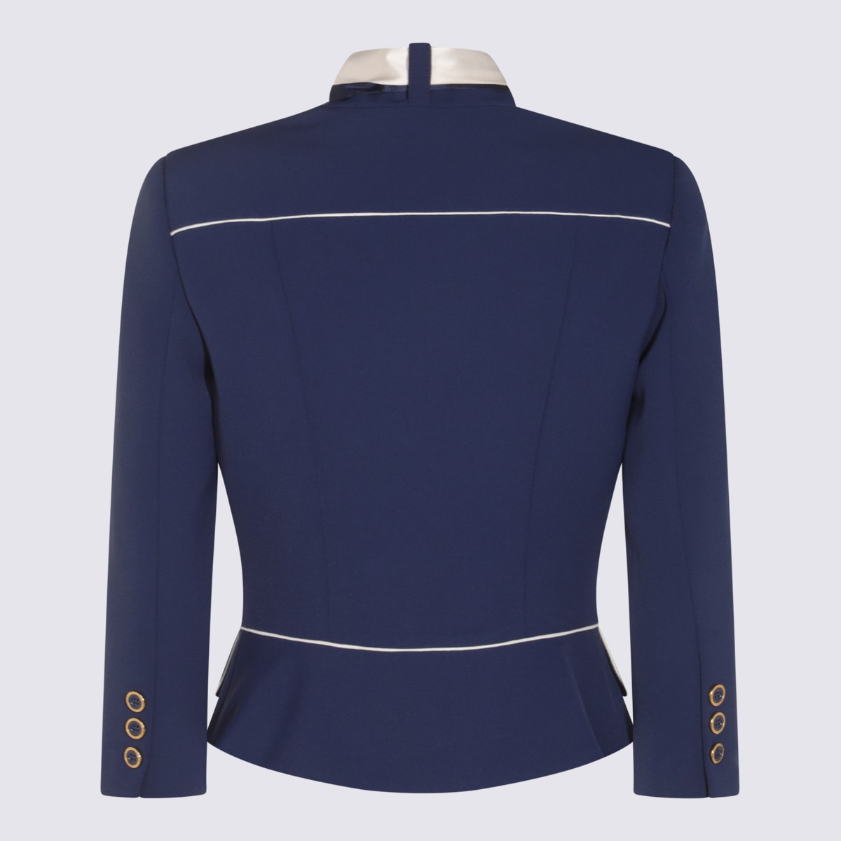 Elisabetta Franchi Tailored Jacket With High Collar And Flap Pockets In Blue