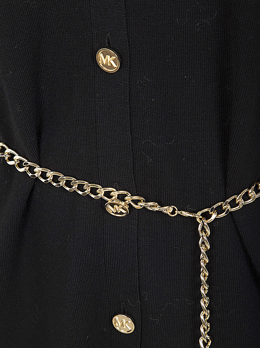 Shop Michael Michael Kors Empire Chain Belt Cardigan In Black