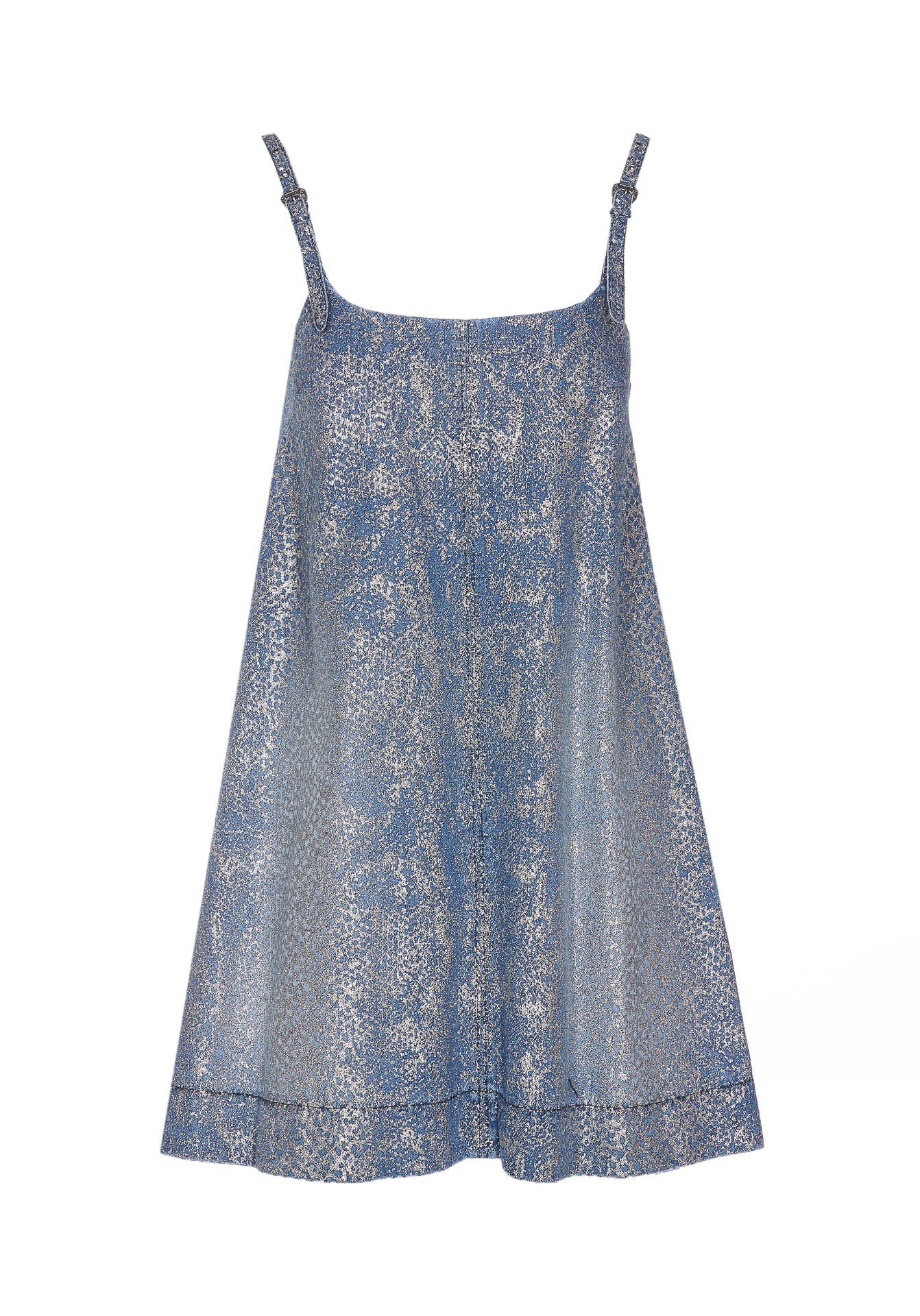 Shop Versace Jeans Couture Glitter Animalier Mini Dress In Blue