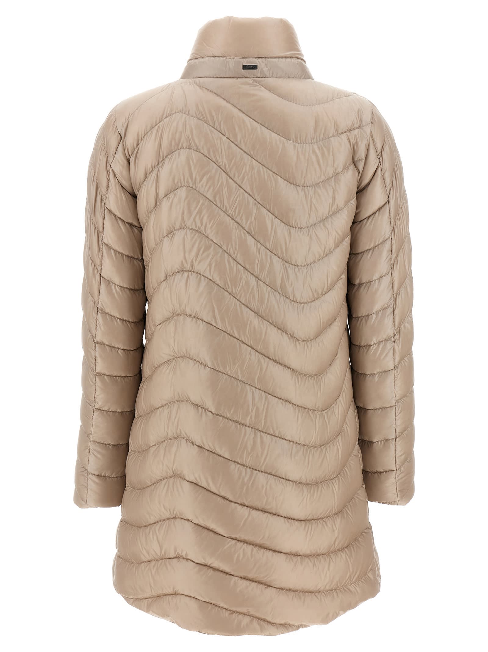 Herno Quilted Glossed Shell Jacket In Neutral