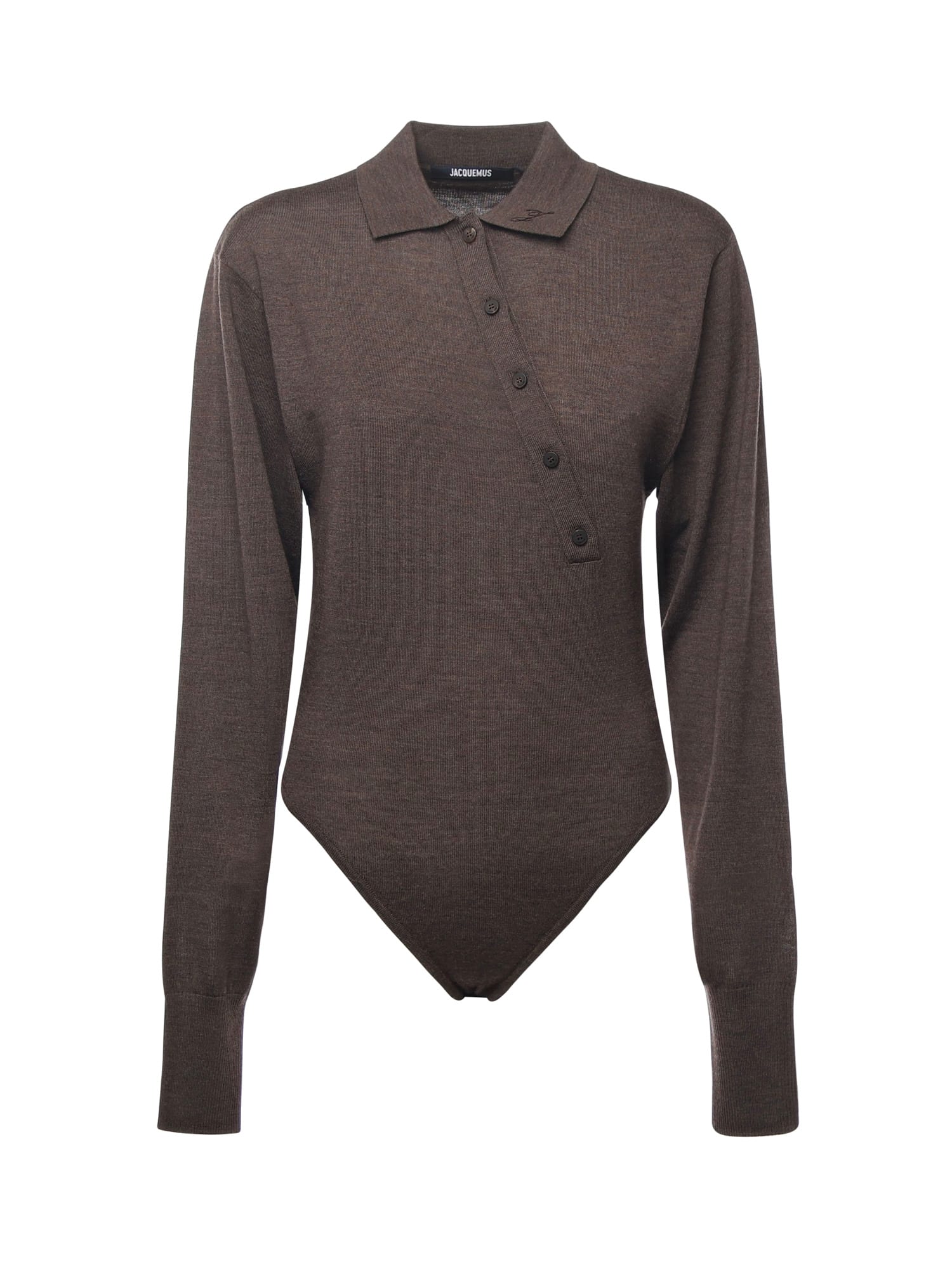 Jacquemus Le Body Tordu Wool Bodysuit In Brown