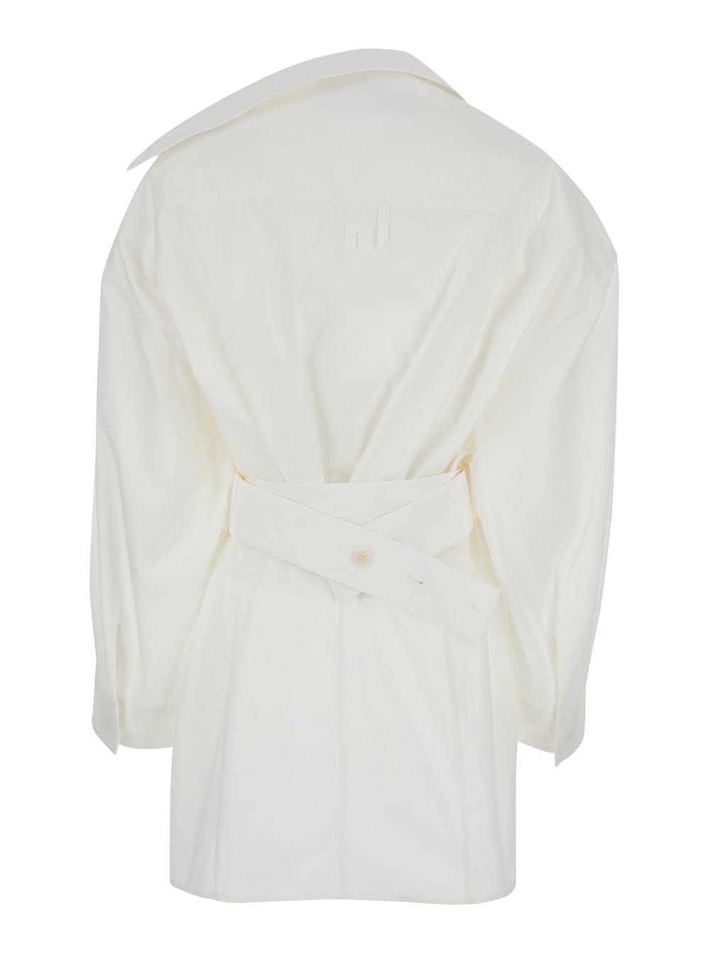 White la Mini Robe Chemise Shirt Dress In Cotton Woman