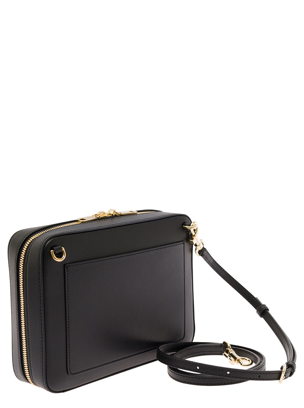 Shop Dolce & Gabbana Black Crossbody Bag With Quilted Dg Logo In Leather Woman In Nero