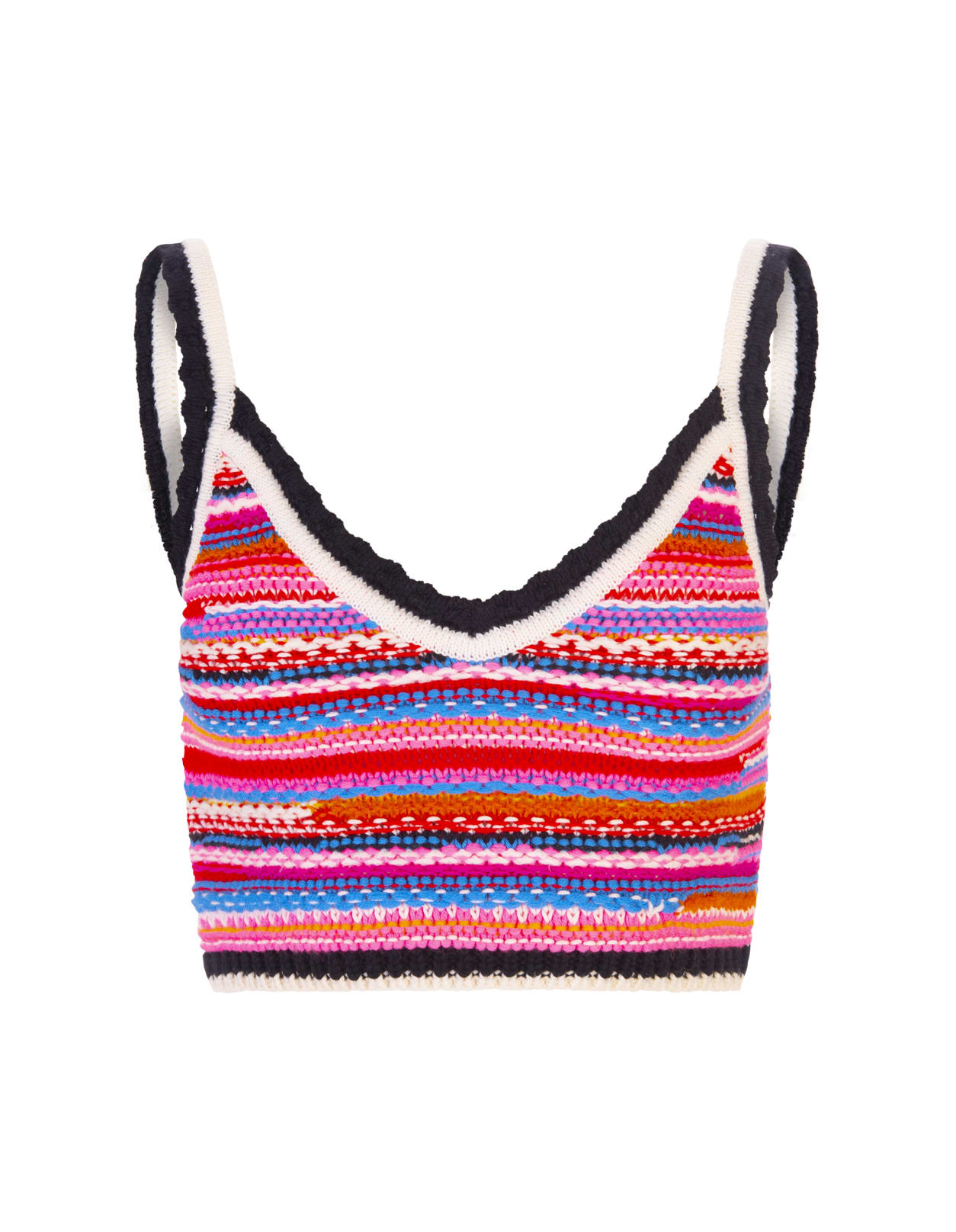 DSQUARED2 WOMAN CROP TOP IN MULTICOLORED STRIPED KNIT