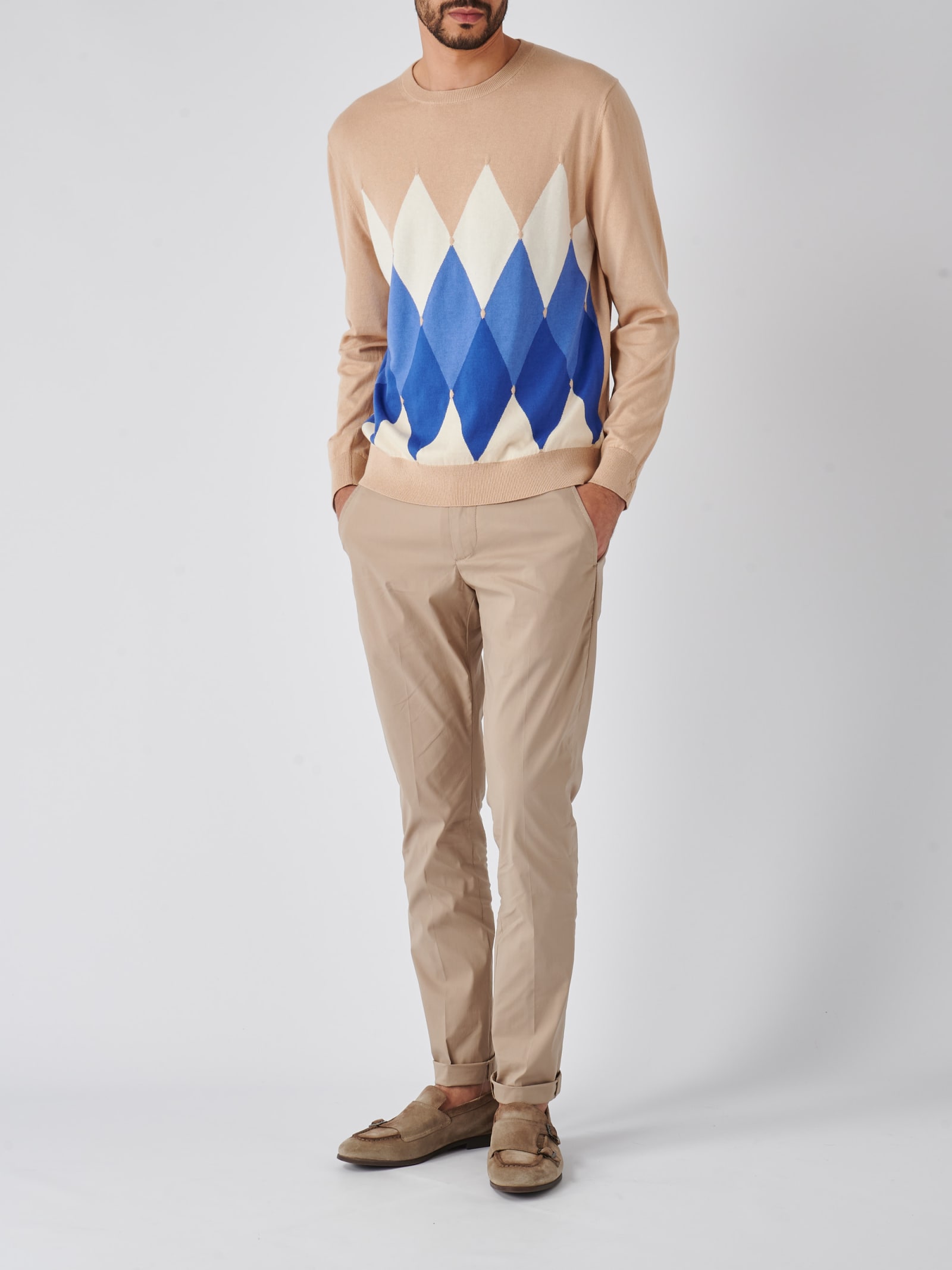 Shop Ballantyne R Neck Pullover Sweater In Beige