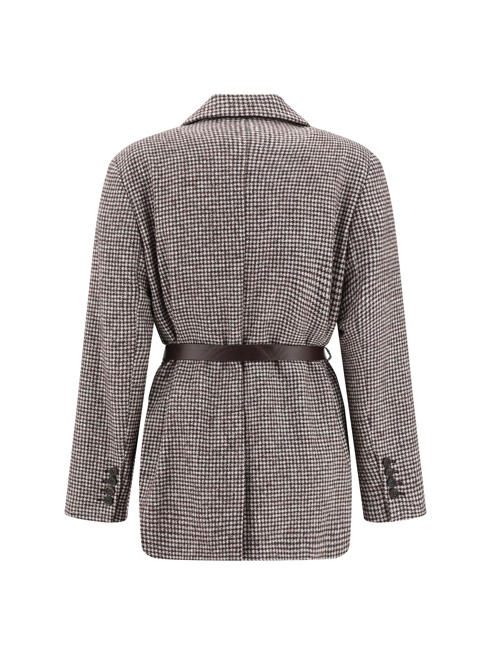 Brunello Cucinelli Blazer Jacket With Belt In Burgundy