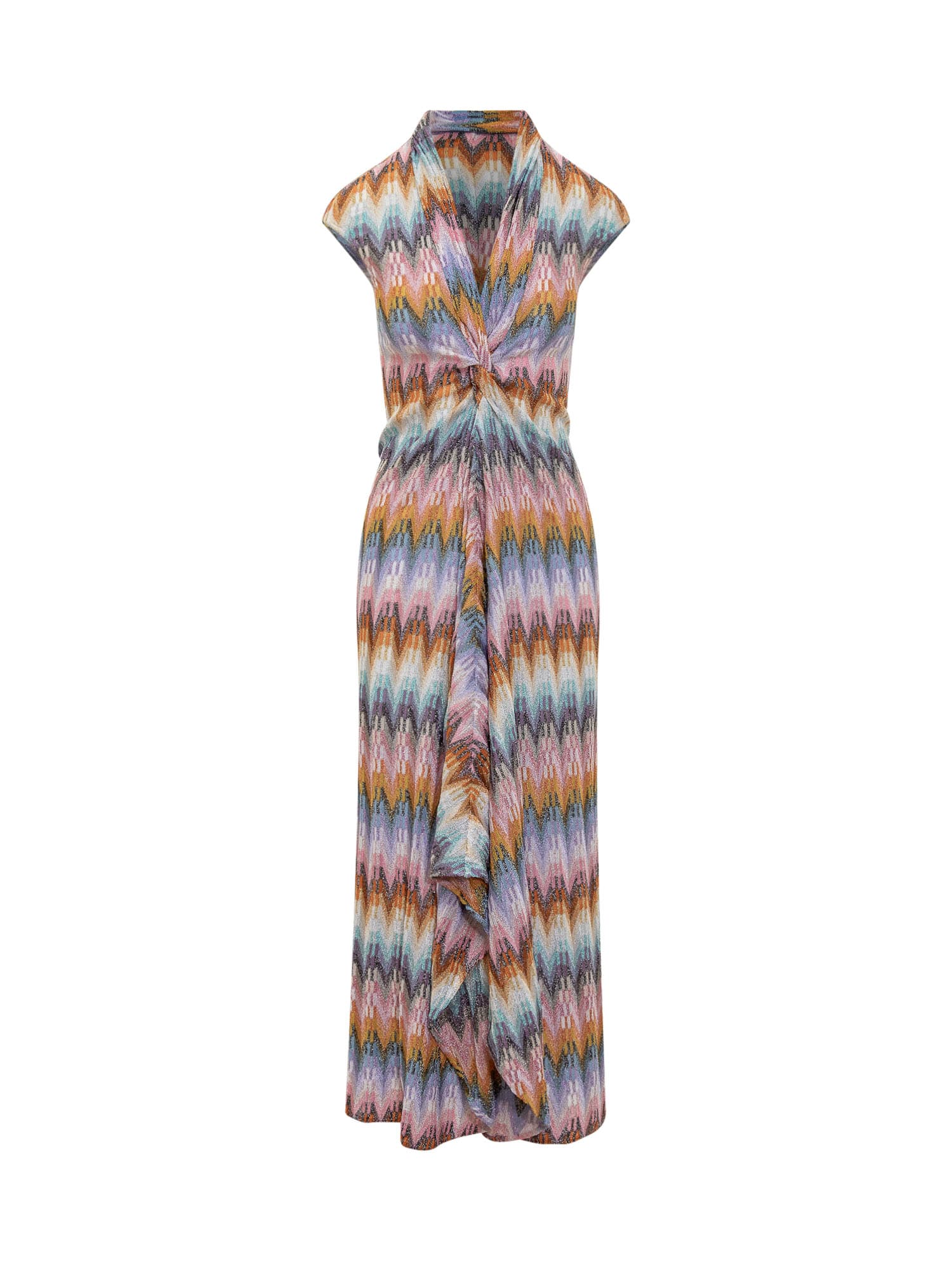 MISSONI LONG DRESS WITH METALIZED FILAMENTS