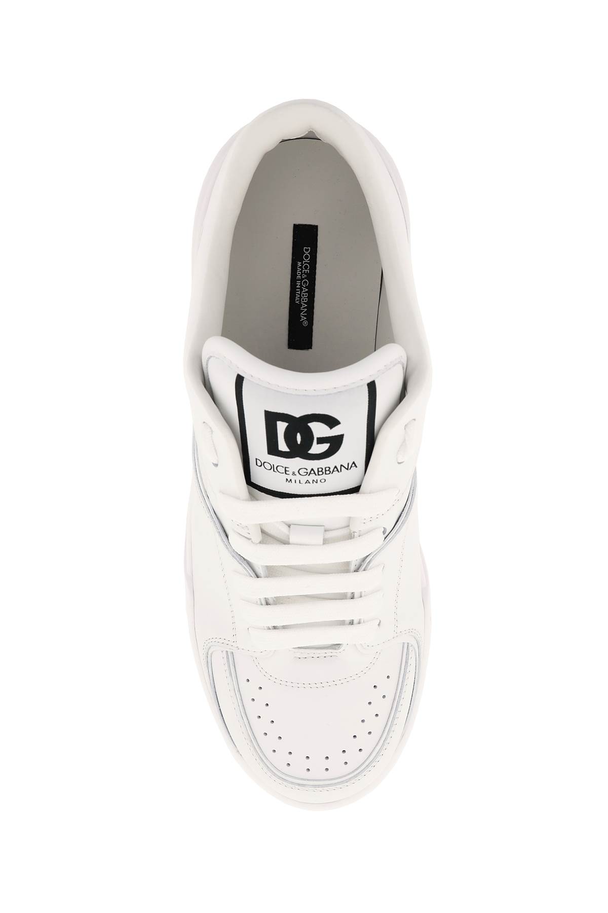 Shop Dolce & Gabbana New Roma Leather Sneakers In Bianco