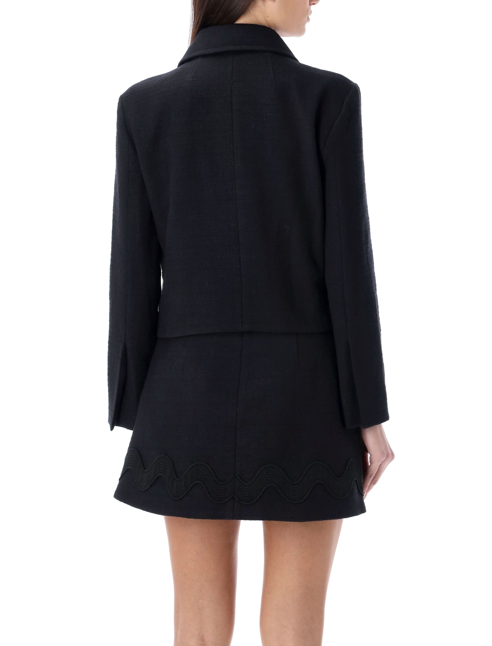 Shop Patou Tweed Short Jacket In Black