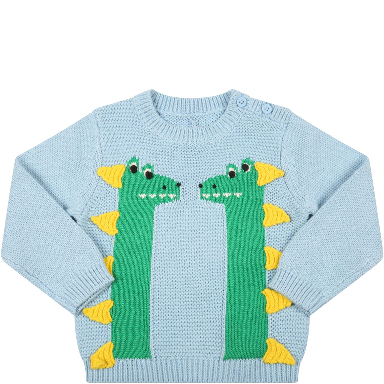 Stella McCartney Kids Light-blue Sweater For Baby Boy With Lamas
