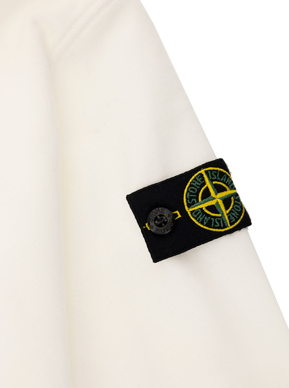 Shop Stone Island Junior White Hoodie With Logo Patch In Cotton Boy