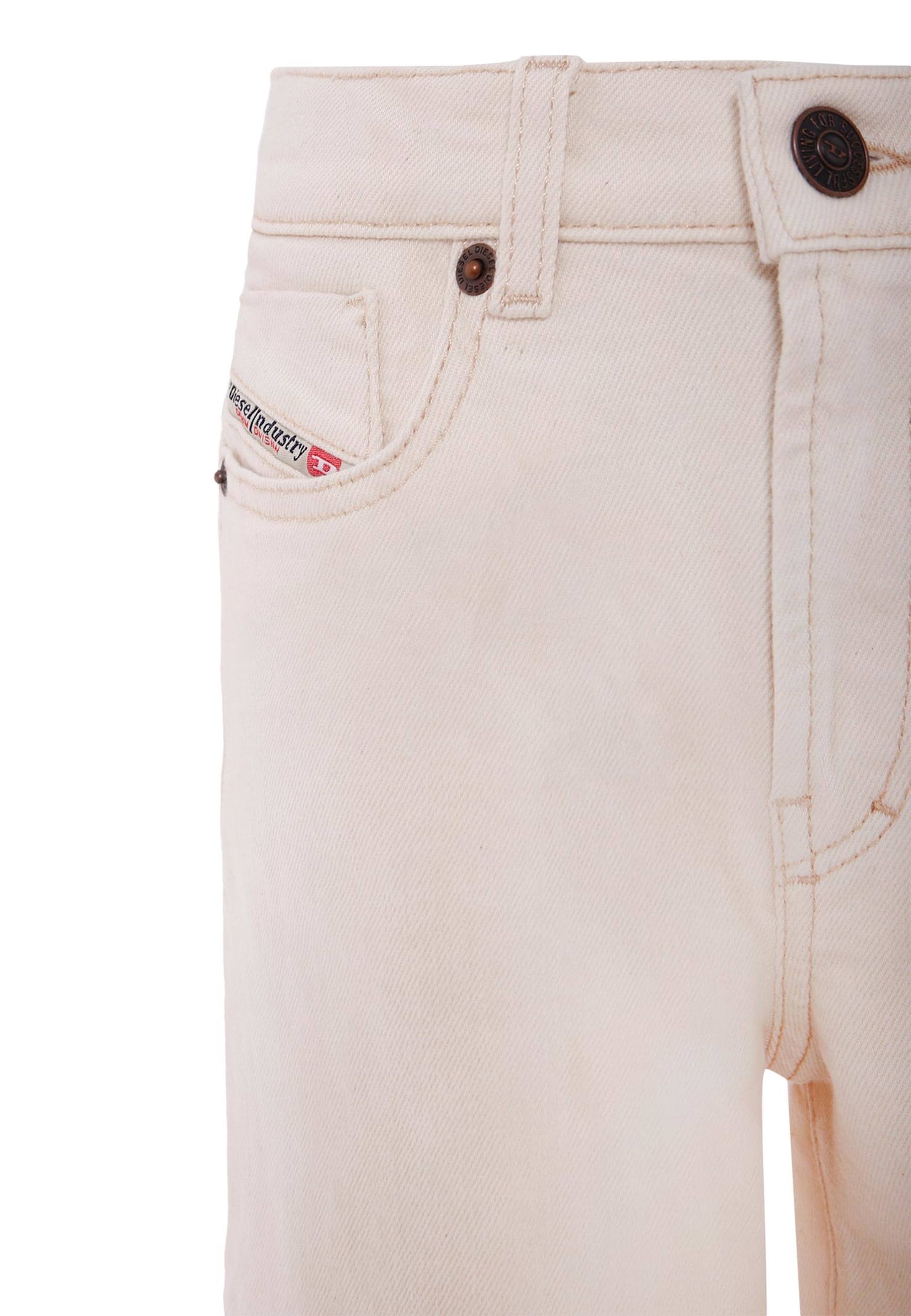 Diesel Ivory Jeans For Girl With Logo In Neutral